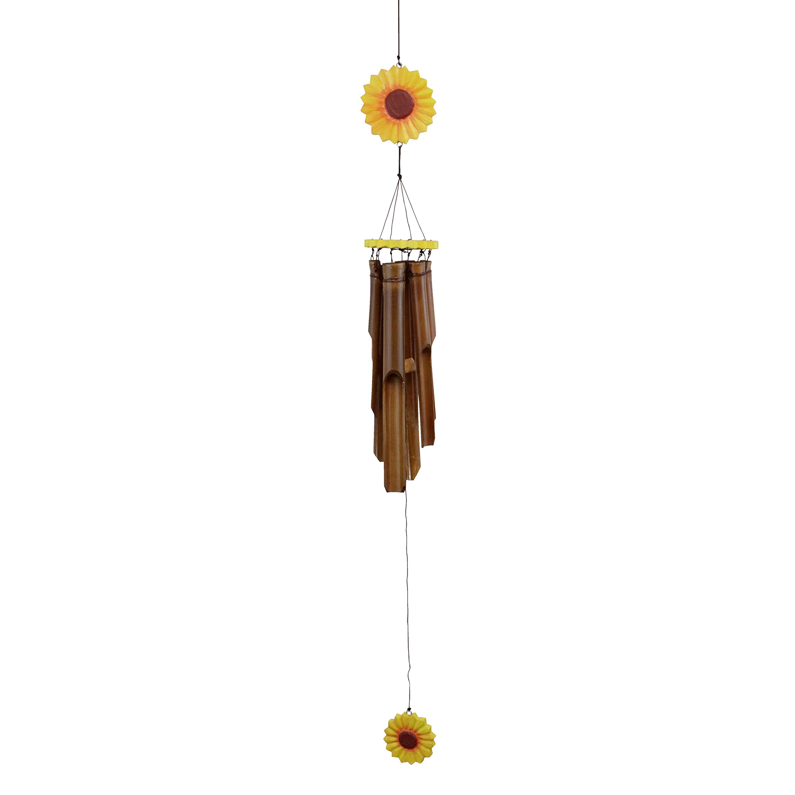 Cohasset Gifts 149 Cohasset Carillon éolien en Bambou Motif Tournesol Jaune Vif
