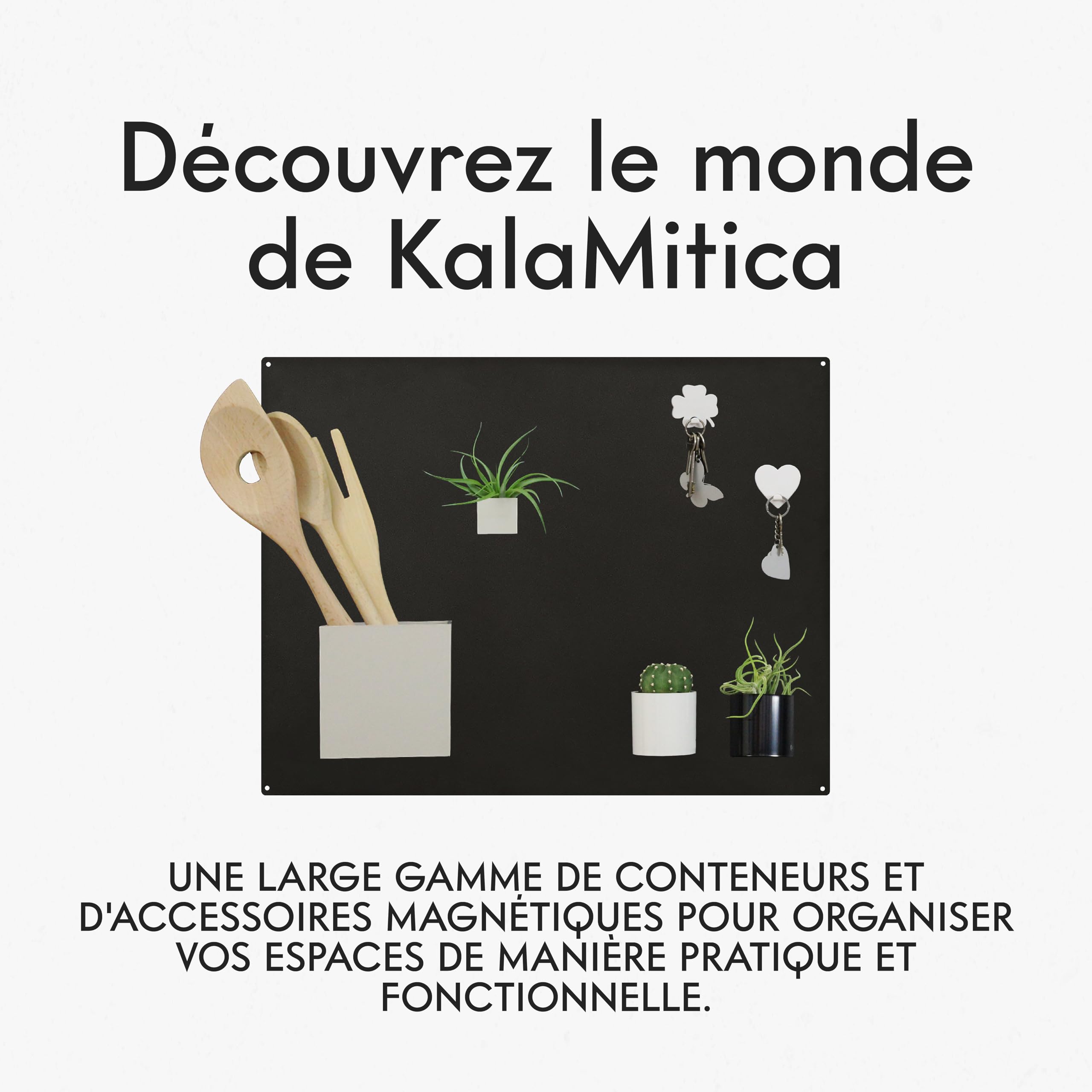 KalaMitica - Tableau Magnétique Mural en Acier, Écrivable à la Craie, Couleur Noir Anthracite, 56x38x0,12 cm