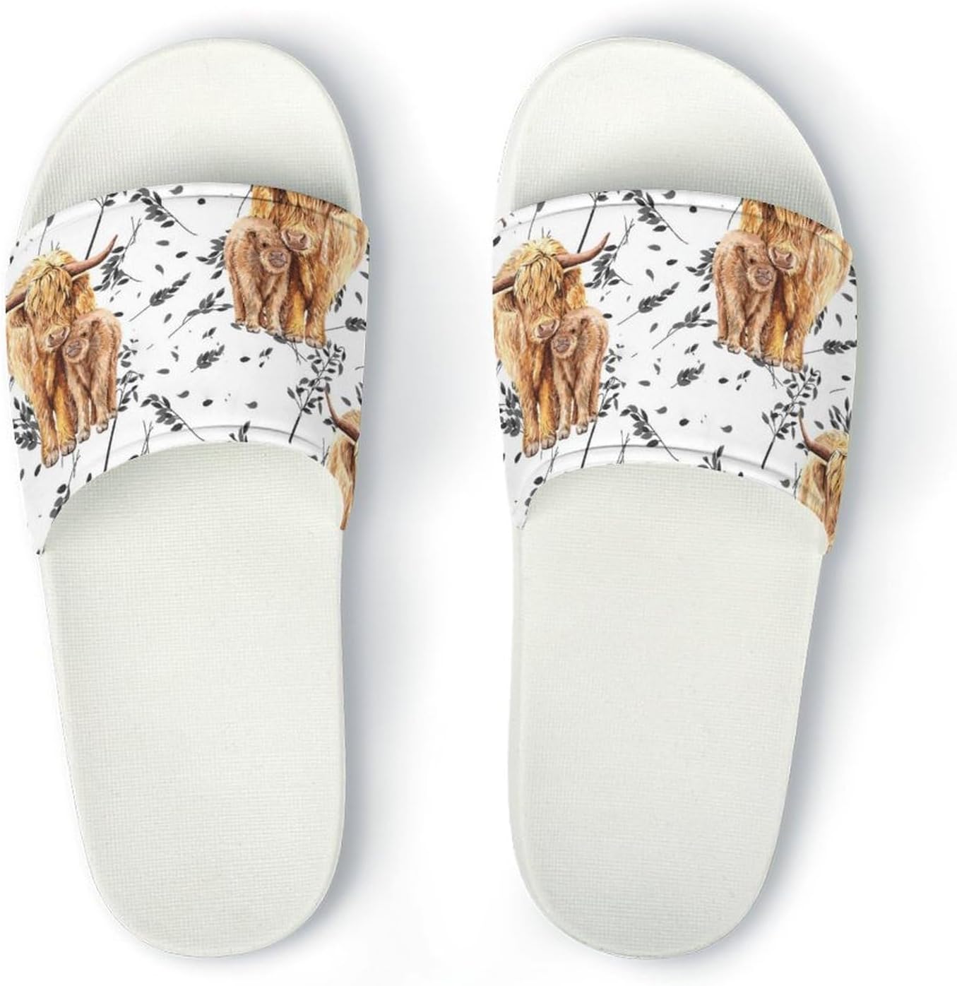 marqi] スリッパ 葉と栗色の花 ハイランド牛 サンダル ルームシューズ