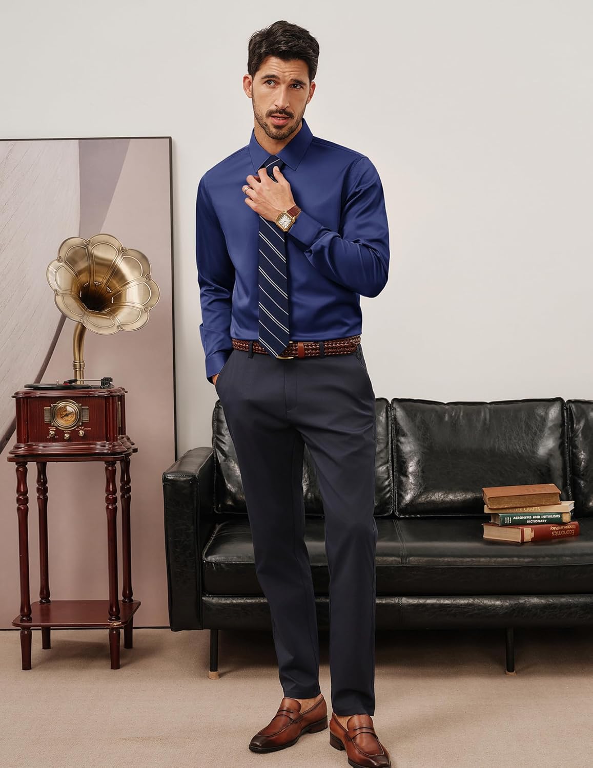 PJ PAUL JONES Men's Slim Fit Dress Shirts Business Casual Long Sleeve Stretch Wrinkle Free Shirt - Image 3