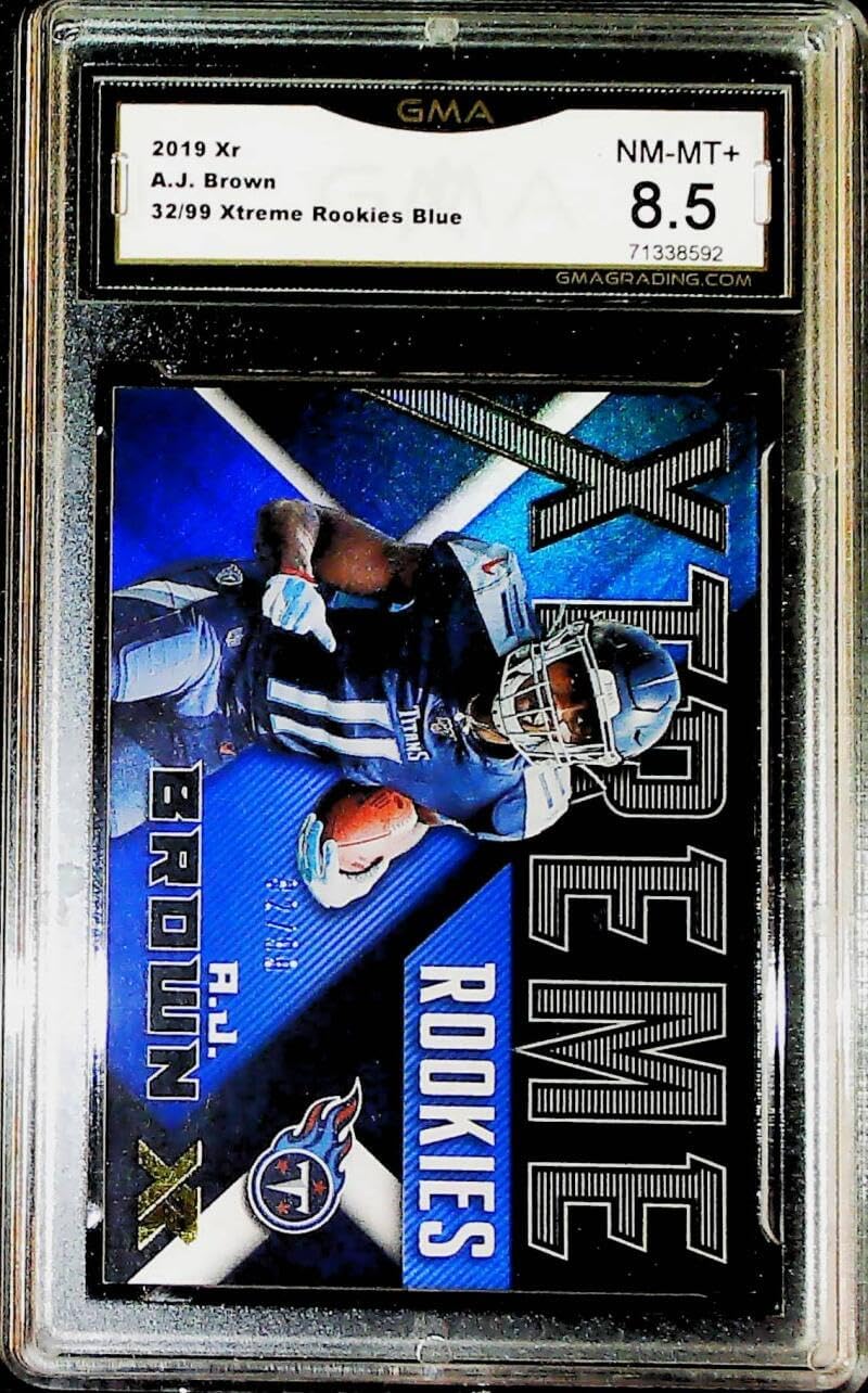 2019 Panini XR Football Xtreme Rookies Blue S99 X-11 A.J. Brown Tennessee Titans RC GMA 8.5 NM-MT+ Trading Card