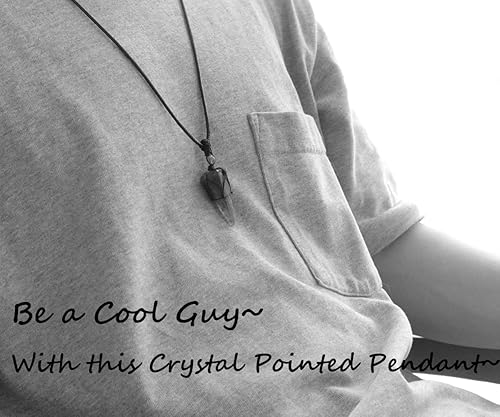 Miniatura 3 de XIANNVXI Collar puntiagudo con piedra de cristal curativo, cuerda negra ajustable, collar con colgante de piedras preciosas naturales, joyería para