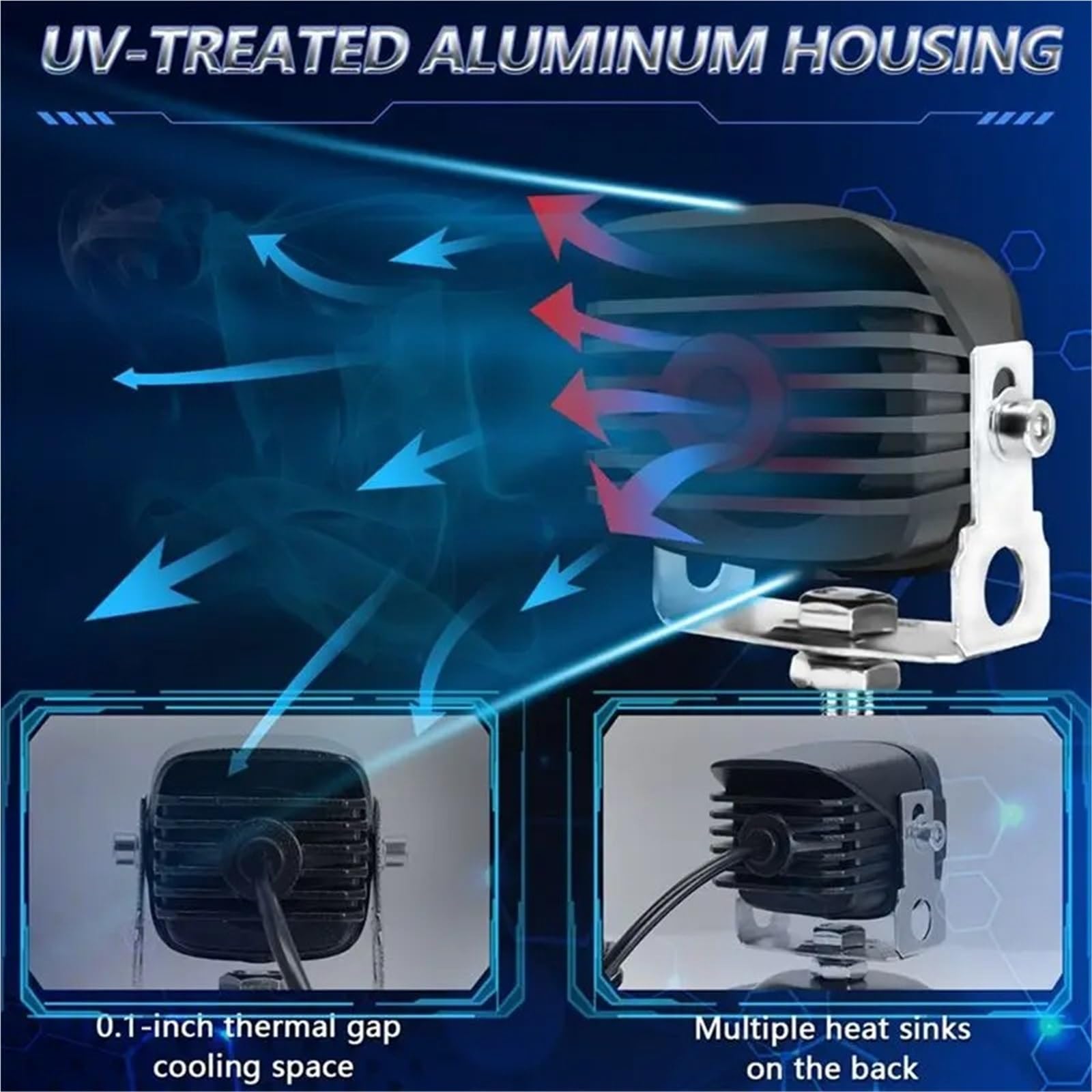 faro moto Foco para motocicleta, luz LED antiniebla auxiliar, luz blanca + ámbar, 60000LM, para coche, camión, SUV, UTV, Tractor, barco