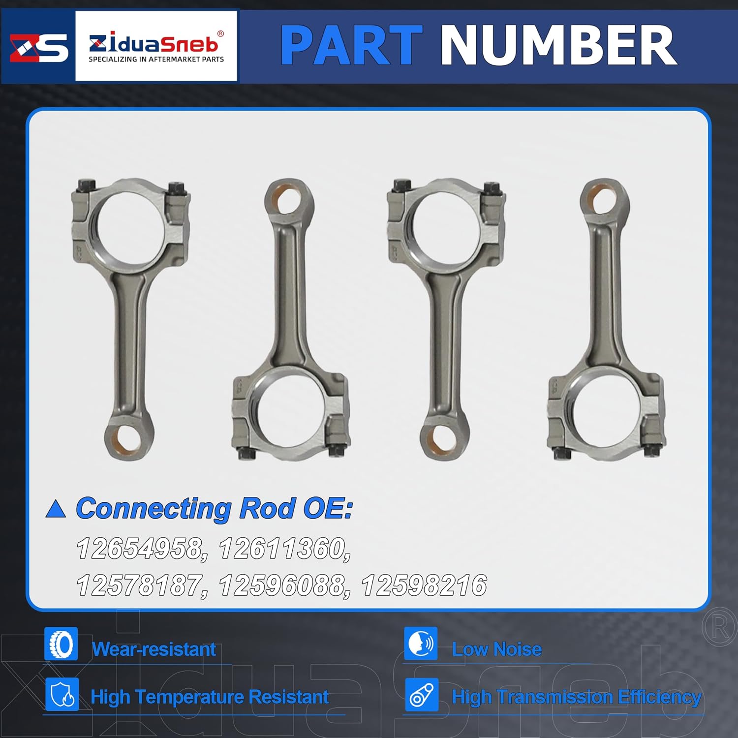 12654958 4Pcs Connecting Rods Fit For Chevy GMC Terrain Buick Regal Pontiac Saturn Ion 4 Cyl 2.4L 2.0L 2.2L L4 DOHC 2006-2017 12611360 12578187
