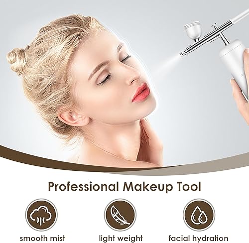 Miniatura 8 de Kit de aerógrafo para uñas, kit de cepillo de aire inalámbrico con compresor, máquina de aerógrafo de uñas para maquillaje, pintura, decoración de