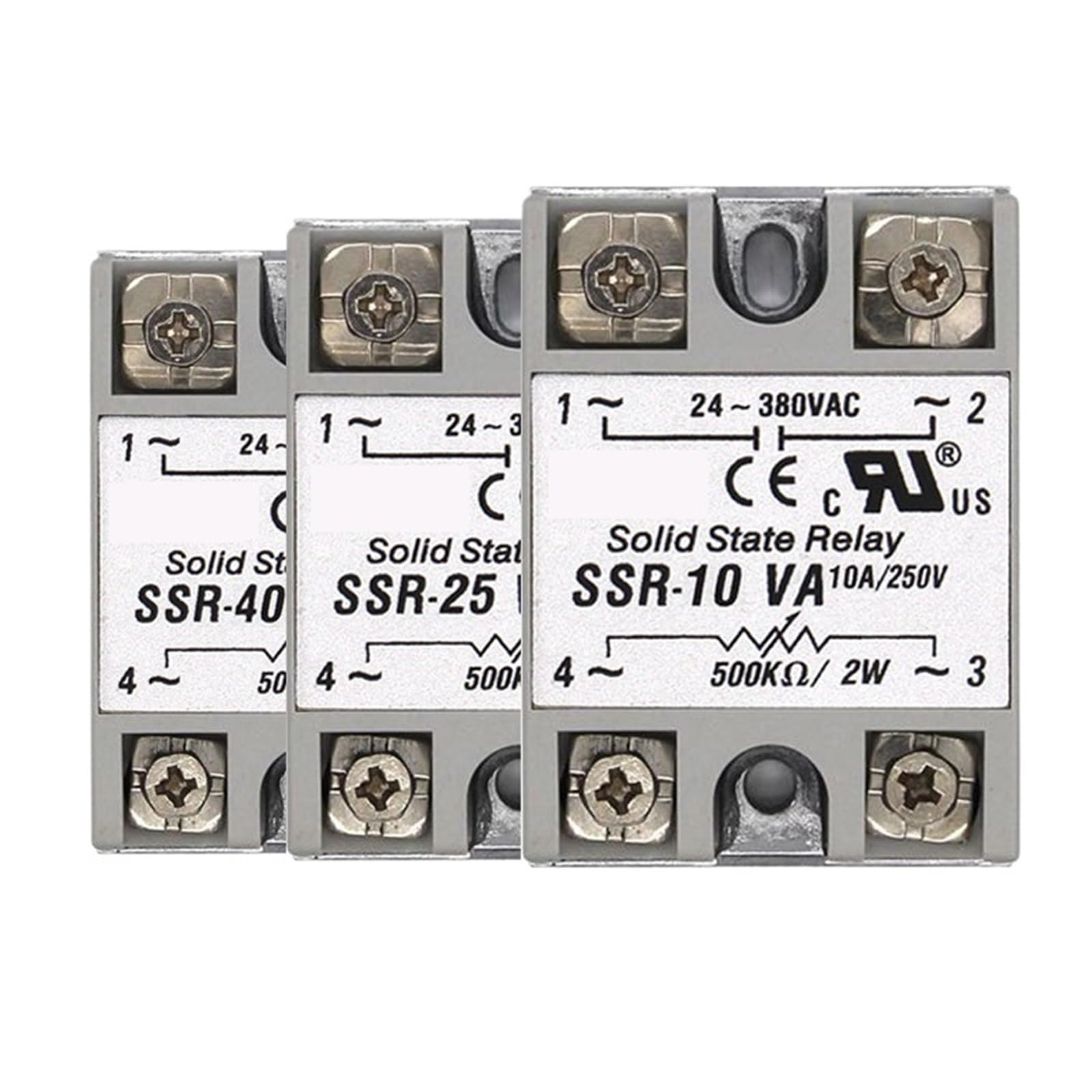 1 pz Modulo Relè A Stato Solido 3-32 V SSR-10VA SSR-25VA SSR-40VA 10A 25A 40A Relais Regolatore 24-380VAC Uscita(SSR-40VA)