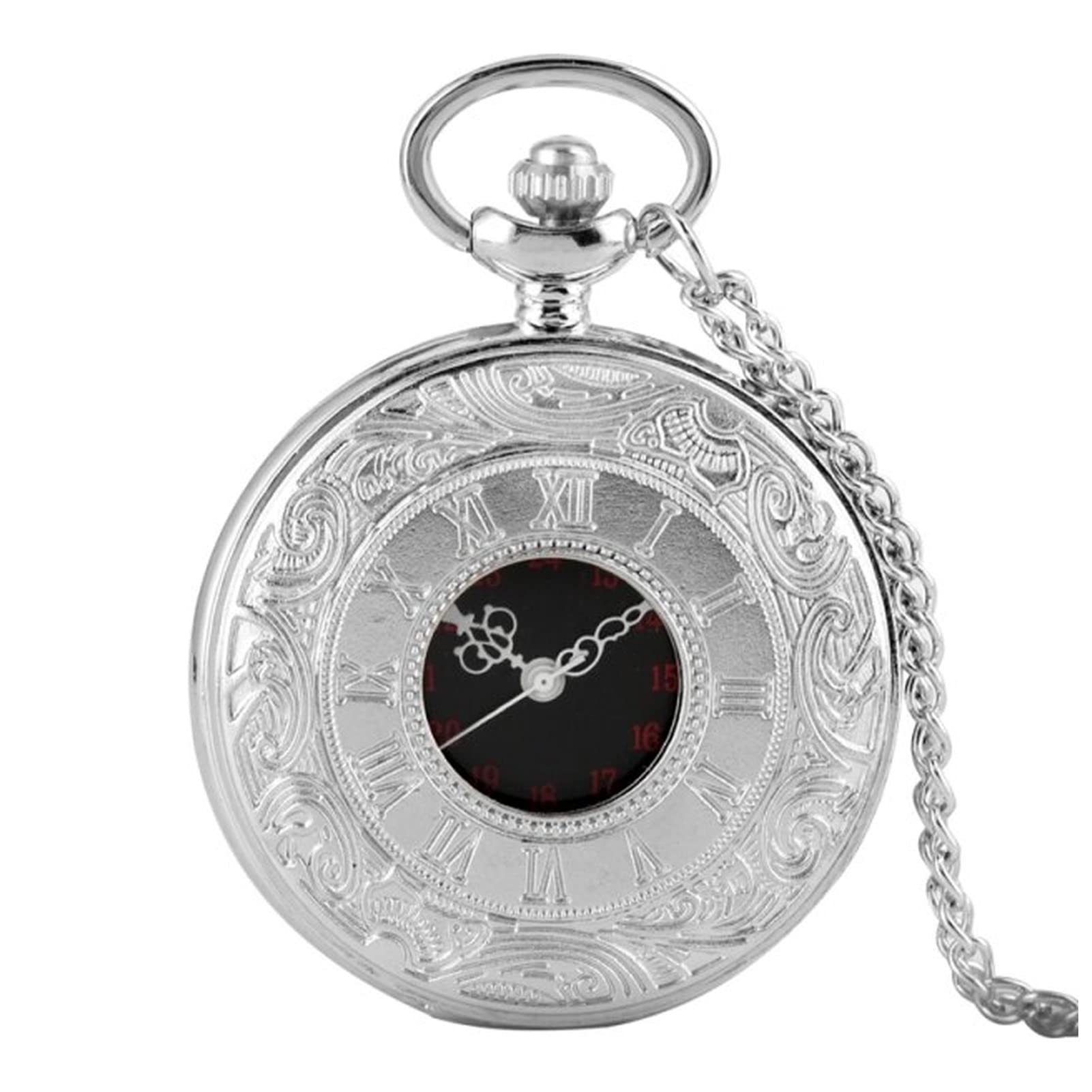 zqagBaod Orologio Vintage, Orologio da Tasca con Ciondolo in Argento Cavo con Collana a Catena for Uomo e Donna, quadrante in Oro Nero(Green Dial 30cmchain