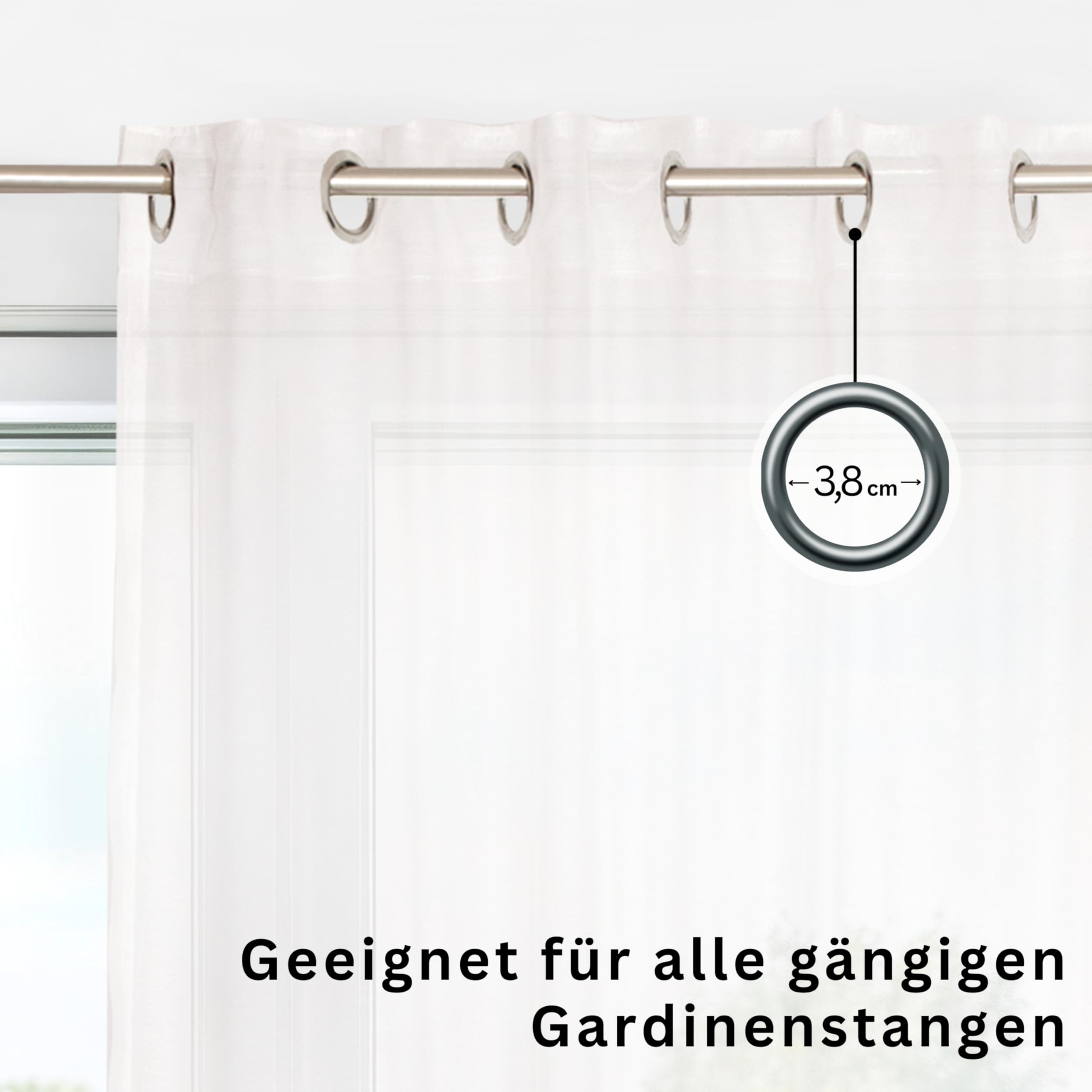 SCHÖNER WOHNEN Ösenvorhang Weiß/Creme halbtransparent - Gardinenschal 140x250 mit Ösen - Durchsichtige Gardine für Wohnzimmer & Schlafzimmer - Vorhang modern, lichtdurchlässig, Öko-Tex
