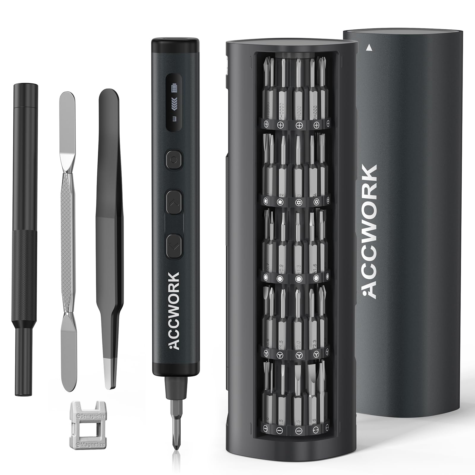 Mini Electric Screwdriver, 78 in 1 Precision Screwdriver Set with 72 Magnetic Bits, 5 Torque Settings, 4 LED Lights, Rechargeable Repair Tool Kit for Electronics, Phone, Camera, Laptop, Watch