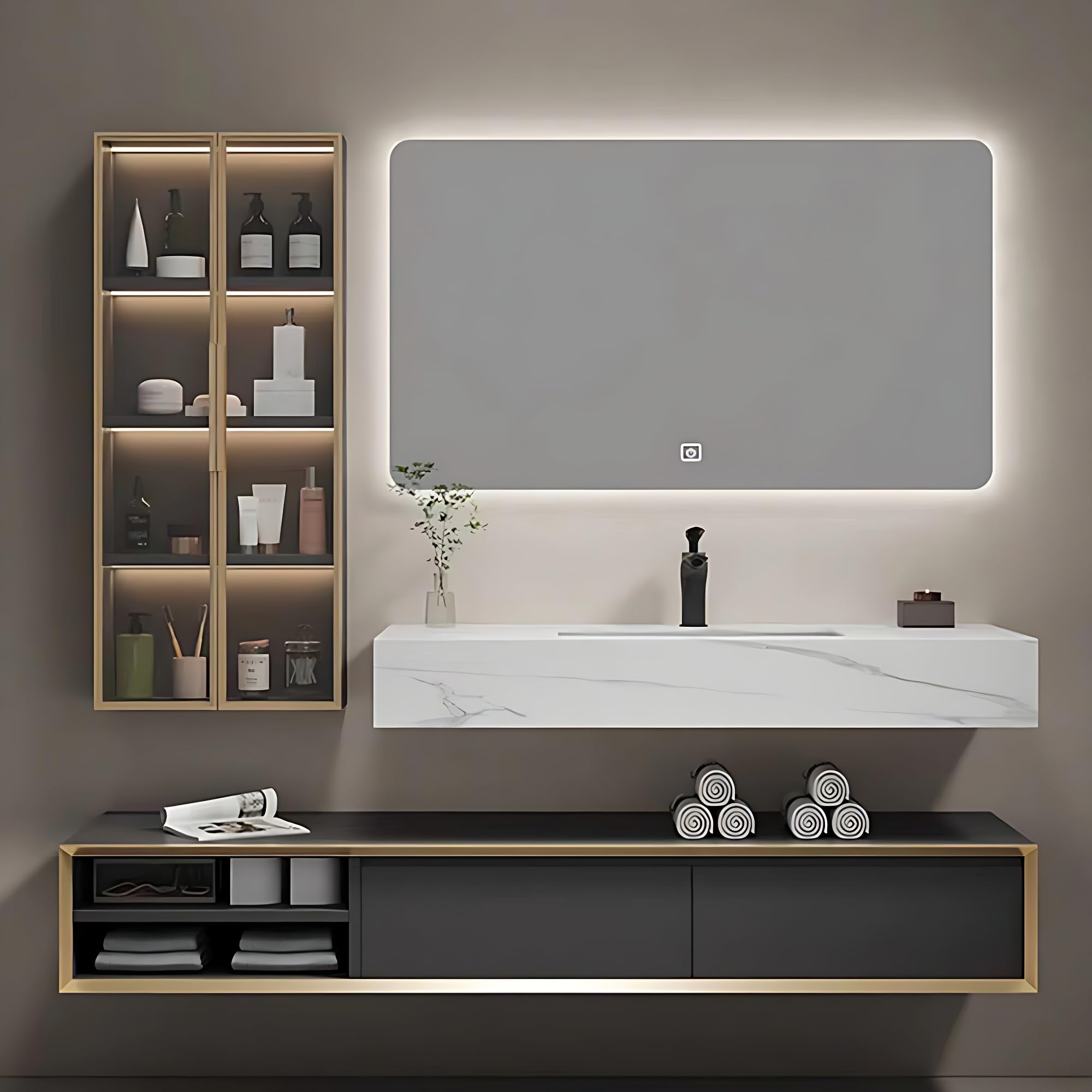 Amazon.com: Genpai Bathroom Vanity with Sink - One-Touch