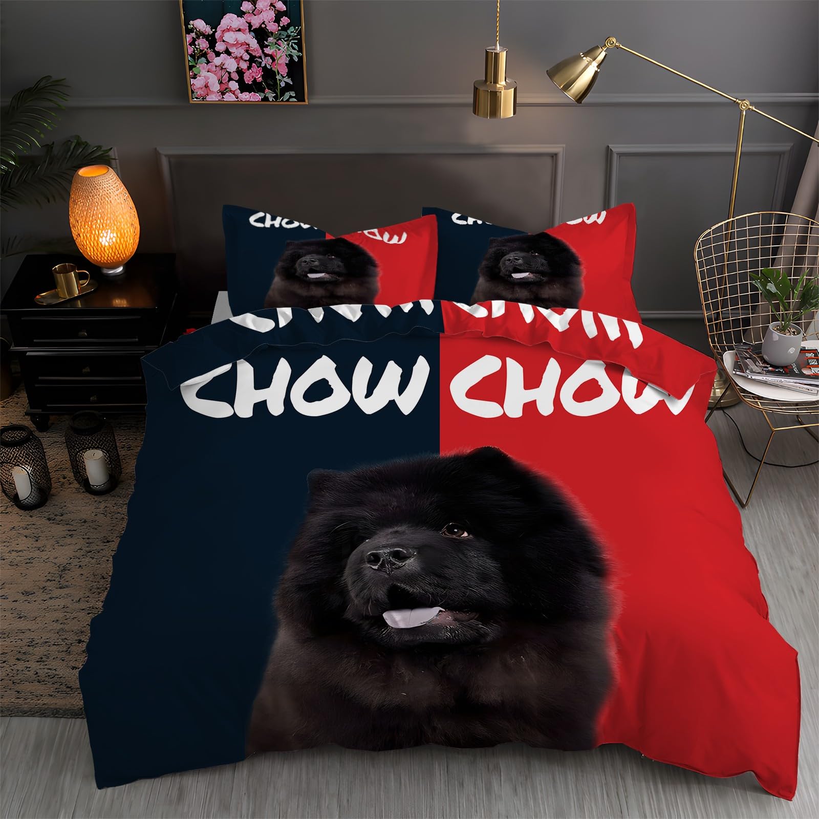 Housse de couette Chow-Chow 220x240 en microfibre douce haut de gamme