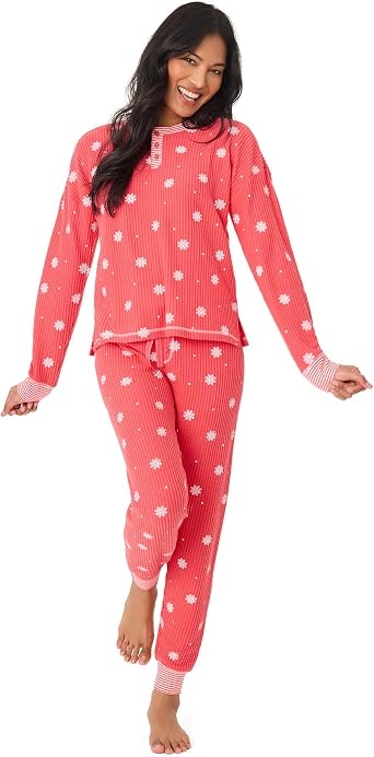PJ Salvage Womens Ski Jammie Classics Thermal Long-sleeve Top and Pajama Pant 2-piece Set