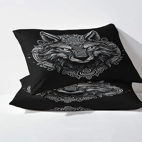 Miniatura 9 de Viking Warrior Sábanas Split King para cama ajustable, sábanas de mitología nórdica, sábanas estampadas y juego de 5 piezas  Microfibra suave con