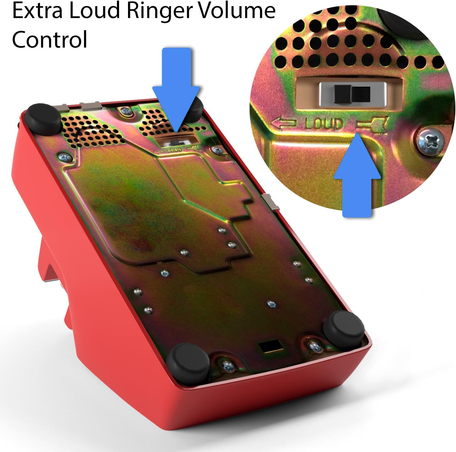 Home Intuition Classic Corded Phone for Hearing Impaired Telephone for Seniors with Extra Loud Ringer, Red