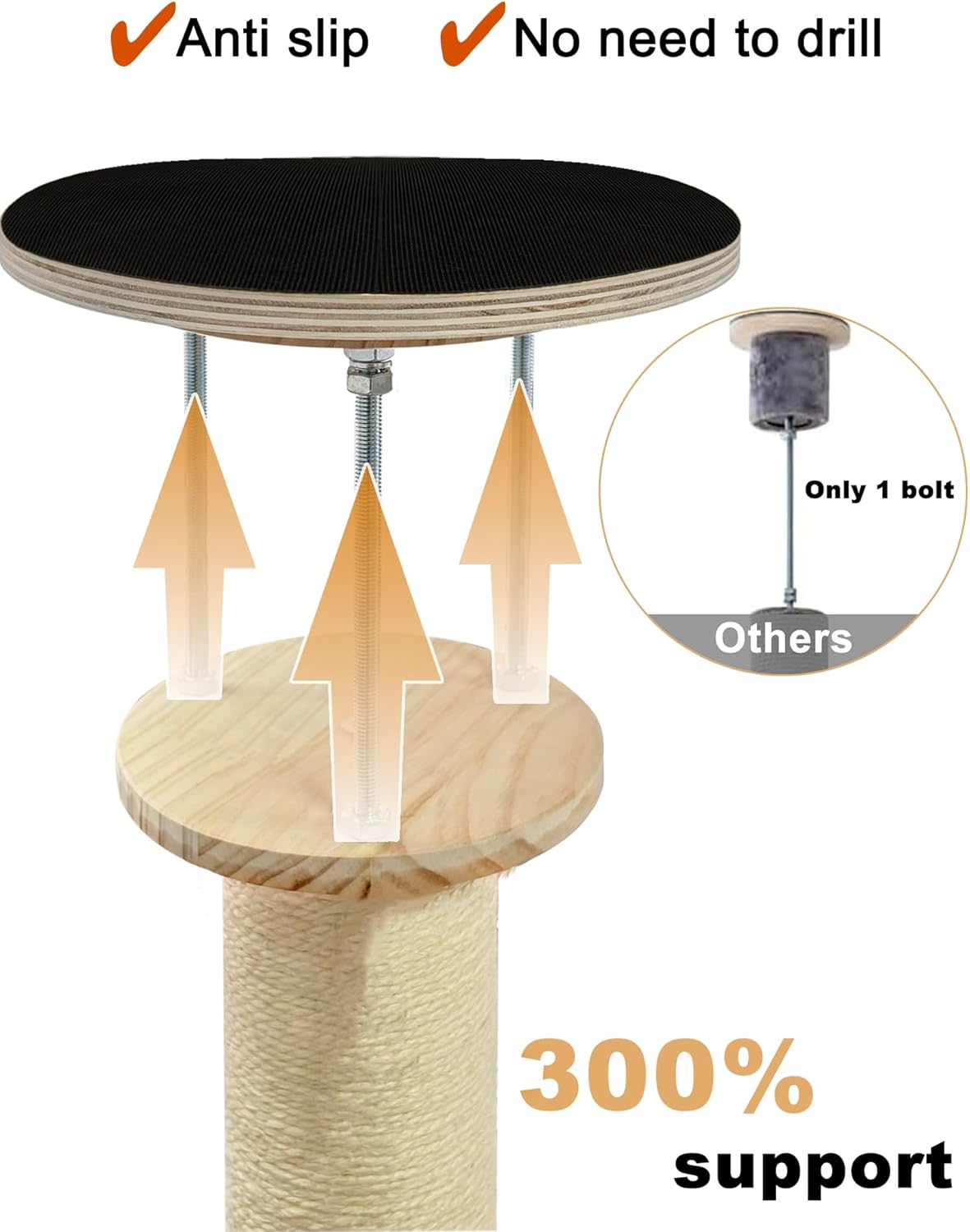 Floor to Ceiling Cat Trees Tower with Sisal Rope Scratching Post, Adjustable Height 82-117 inch, 5 Tier Cat Climbing Tree for Indoor Cats Large Adult, Modern Tall Cat Activity Tree(Deluxe Style 3)