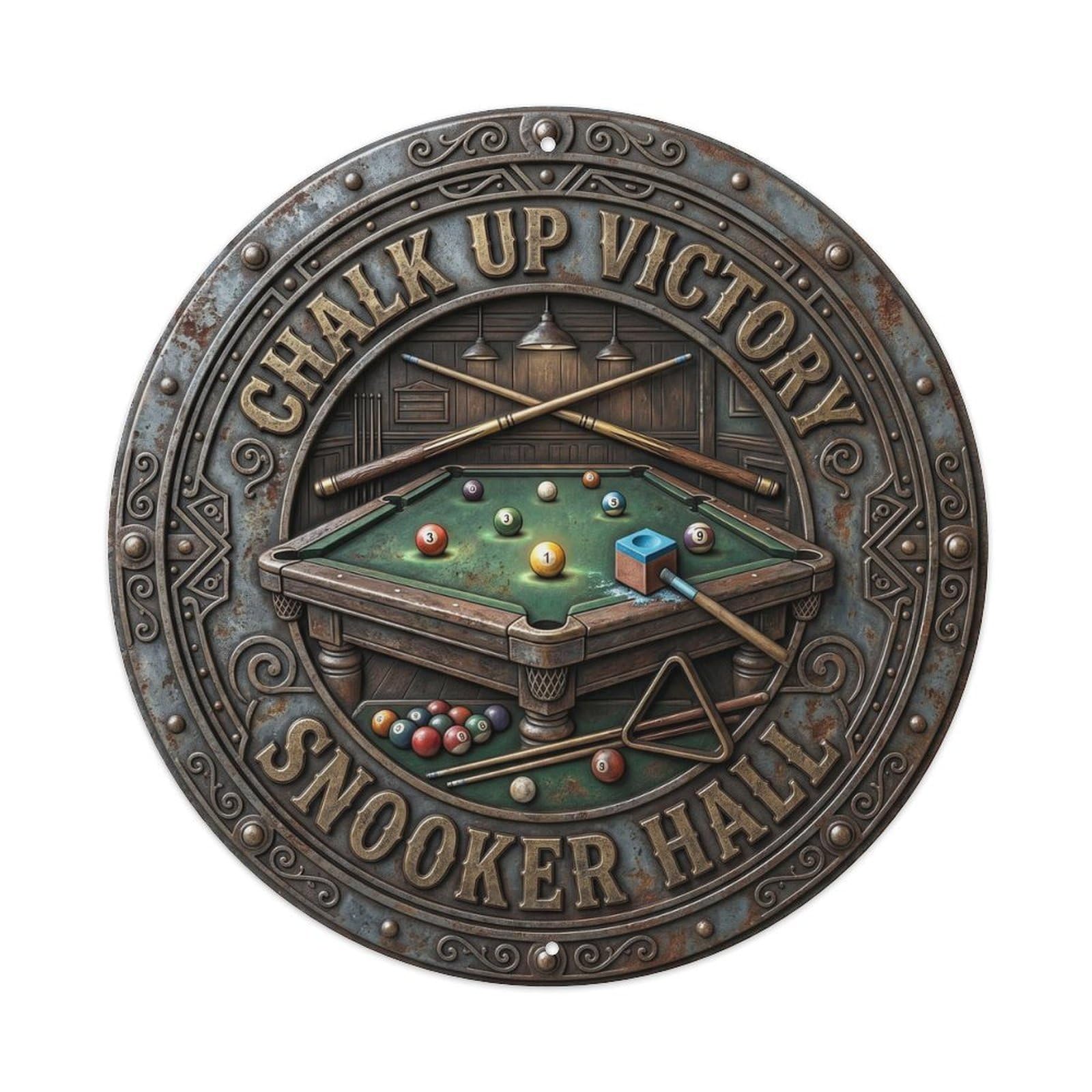 Cwbufd Vintage Style Chalk Up Victory Snooker Hall Vintage Metal Tin Sign Plaque Wall Decor For Cafe, Club Bar, Office, Garden Metal Poster 8X8inch