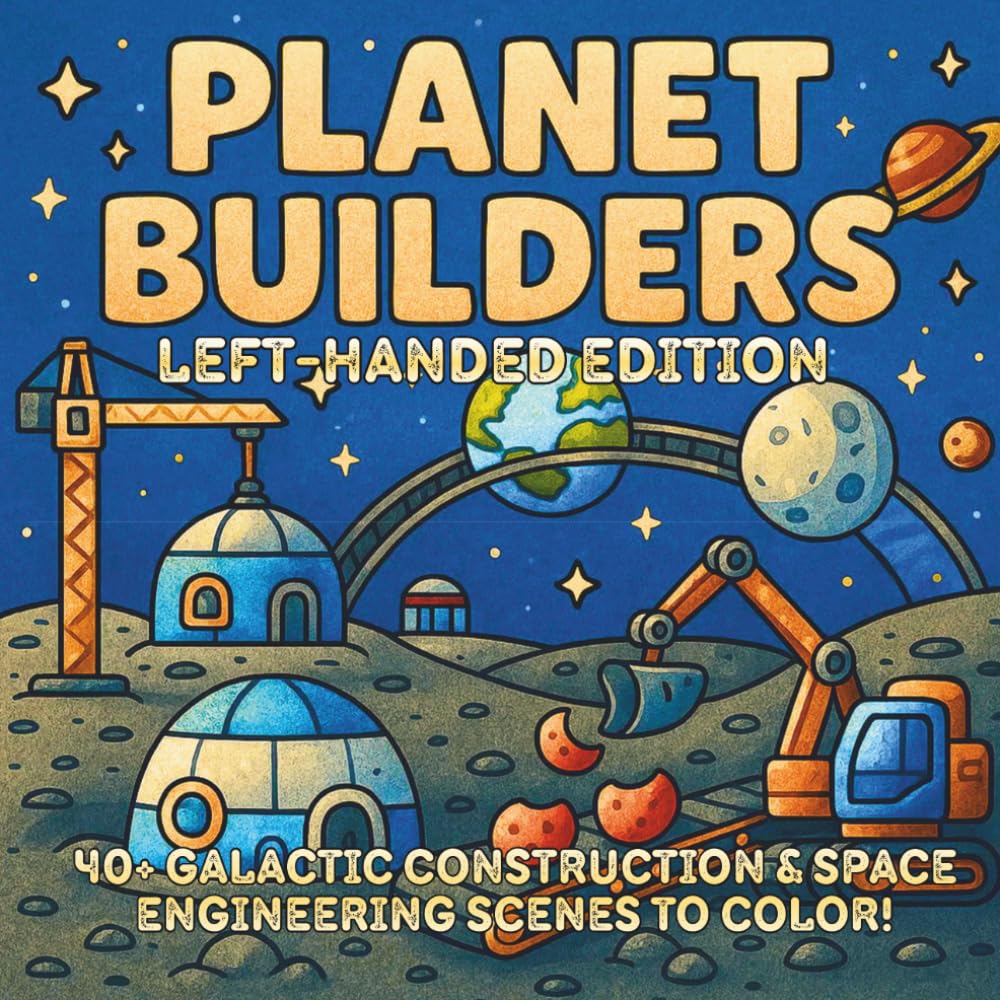Planet Builder: Left-Handed Edition: Space Construction, Cosmic Engineering & Galactic Design — A STEM-Inspired Coloring Book of Futuristic Machines ... (STEM Learning Coloring Books for Kids)