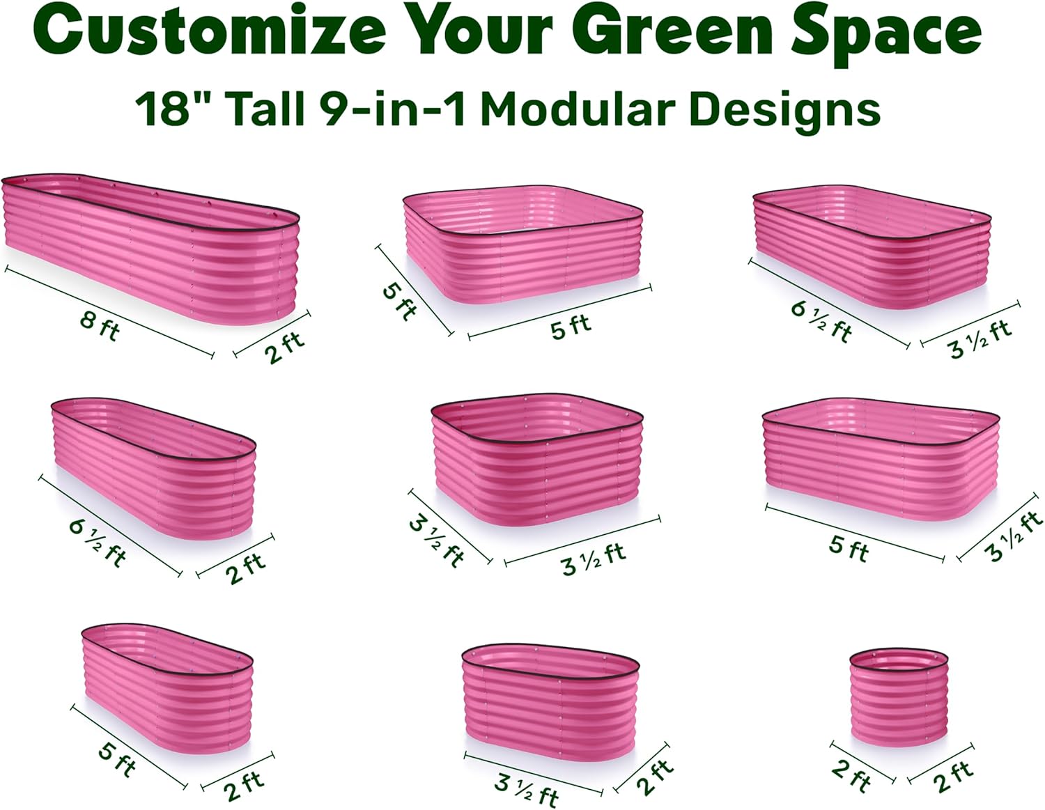 Galvanized Raised Garden Bed // 4×4×1 ft & 8×2×1.5 ft Galvanized Raised Garden Beds Outdoor for Gardening, Vegetables, Flowers // Tool-Free Assembly Patent Pending Round Planter (Pink)