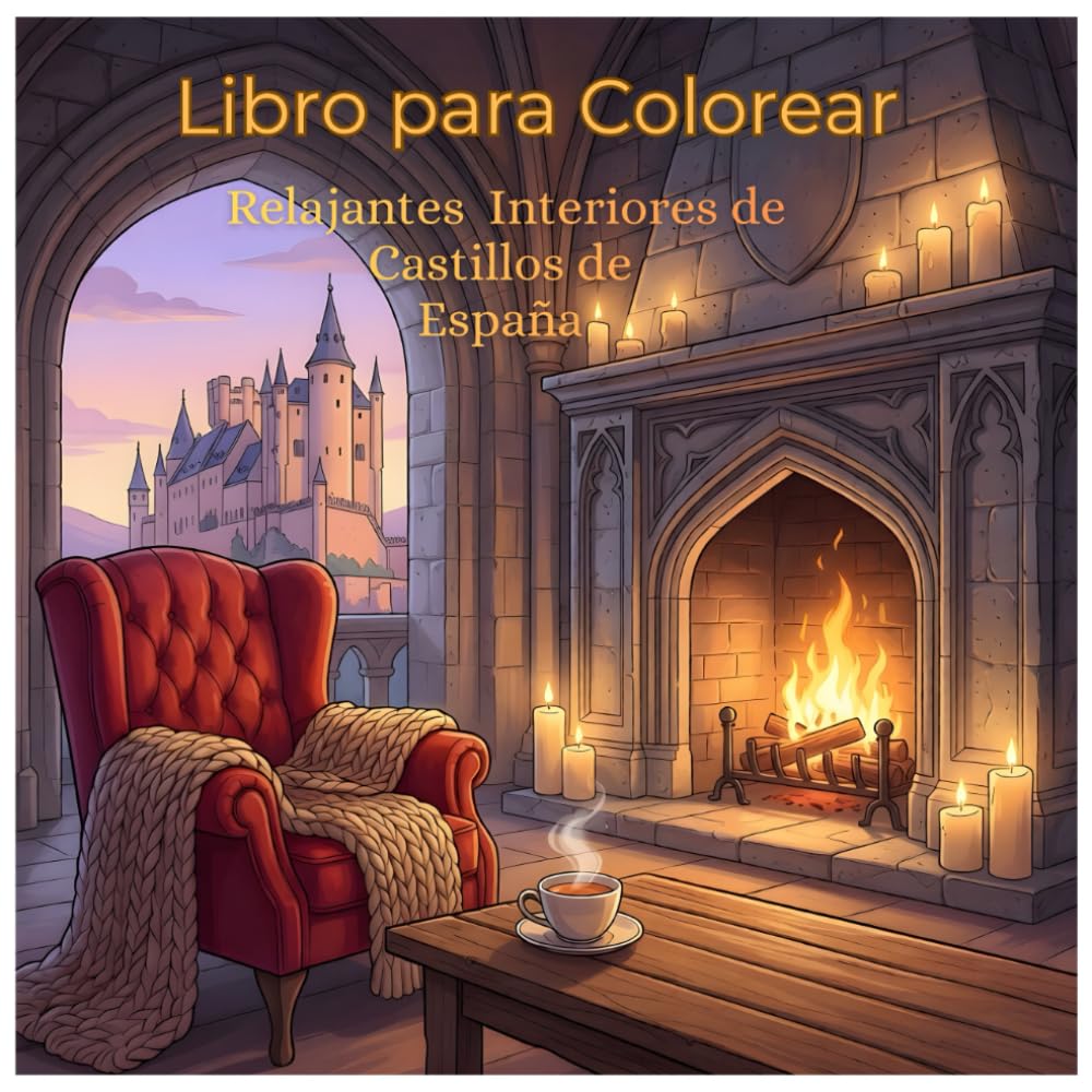 Libro para Colorear para Adultos y Adolescentes con Castillos y Palacios de España, Diseños Interiores Detallados para Relajación, Antiestrés y Mindfulness Creativo
