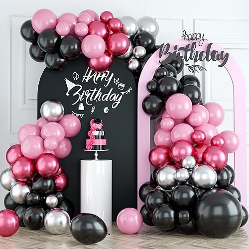 Vista 55 de Kit de arco de globos rosa, morado y azul, guirnalda de globos rosa morado con globos de látex rosa, azul, morado, blanco, globos de papel