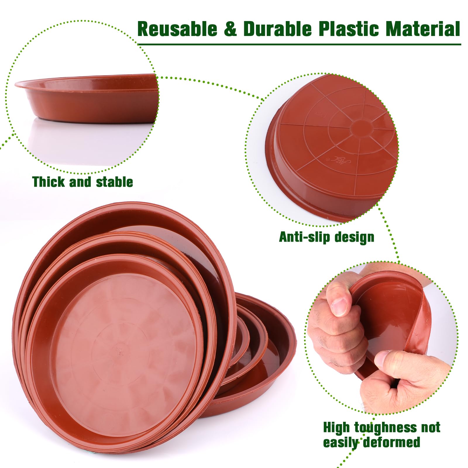 Yardwe 4 Pezzi Plastica sottovasi per Bonsai Rotondo sottovasi Balcone