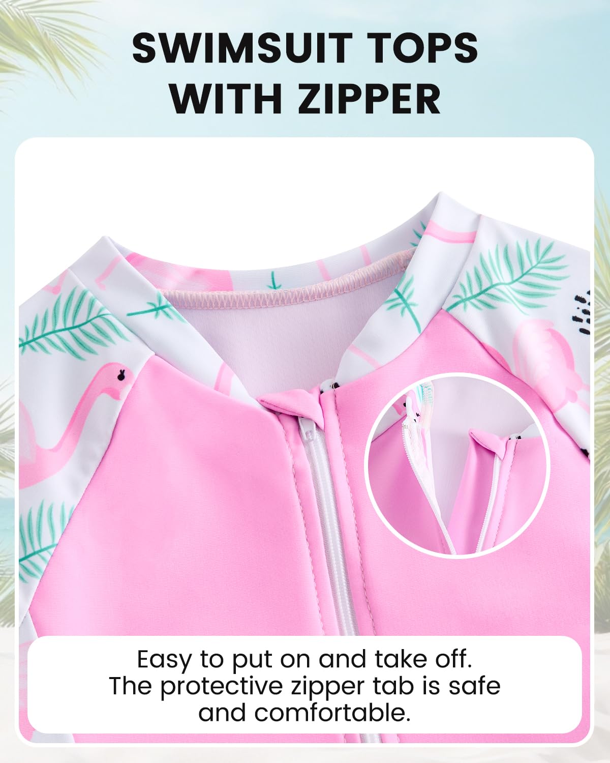 JiAmy Traje de baño de 2 piezas para niñas, conjunto de camiseta de manga larga, protección solar UV, traje de baño con pantalones cortos, media cremallera, teñido anudado, sirena, unicornio, flamenco