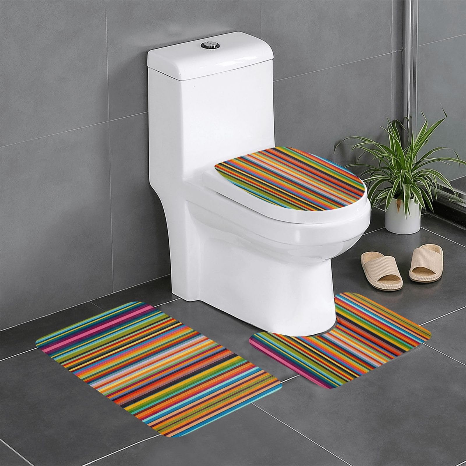 Tapis de salle de bain rayures colorées pour une ambiance chaleureuse et sécurisée