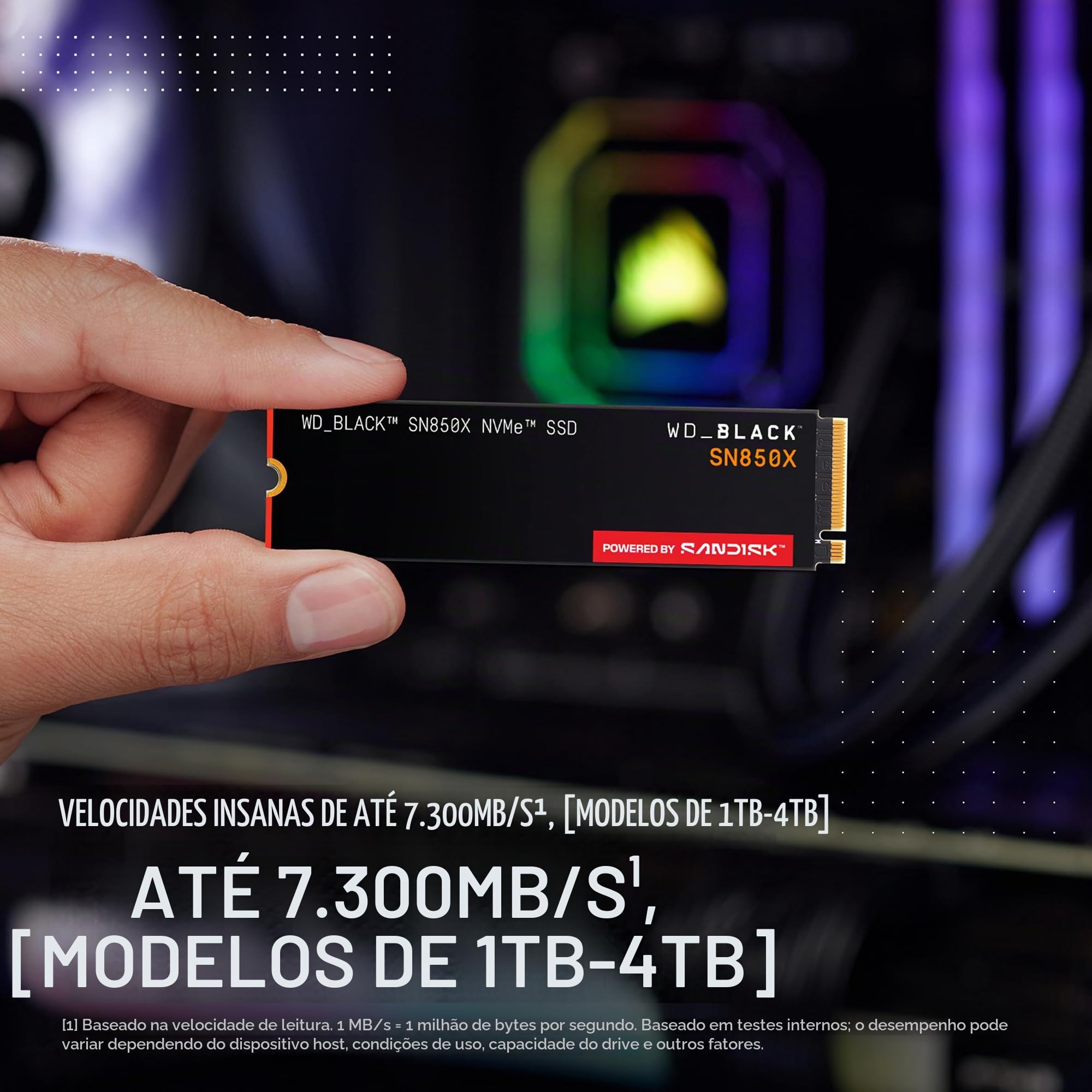 SSD WD Black SN850x 4TB NVMe M.2 2280 (Leitura até 7300MB/s e