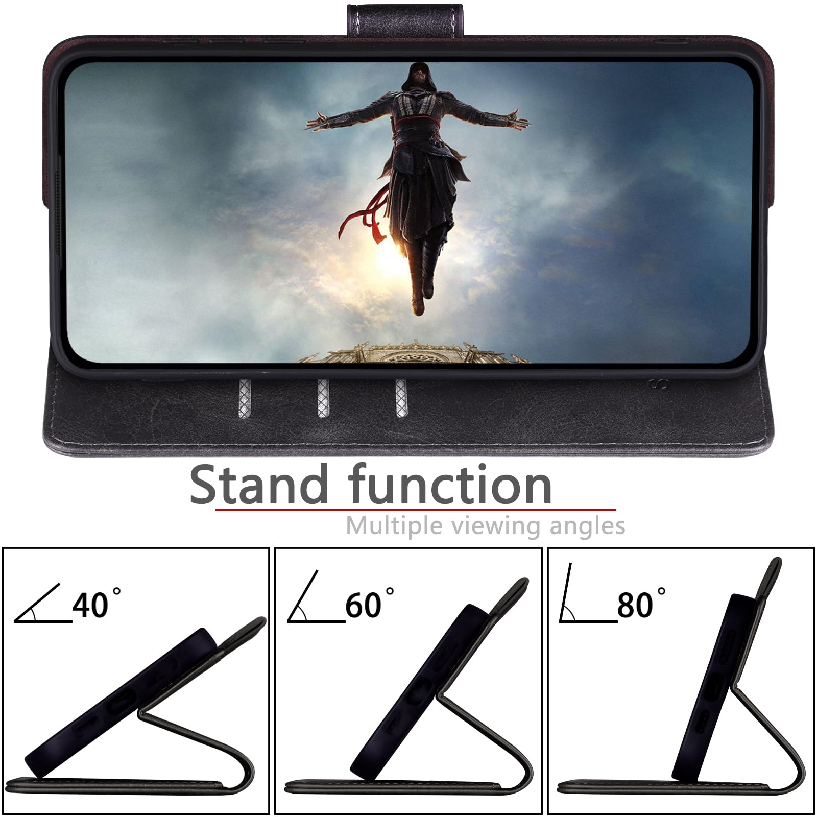 ZONNAVI Cover per Google Pixel 9a, Flip Custodia Pelle PU con [Slot Cart] [Supporto Stand] [Magnetica], Cover a Libro Portafoglio per Google 9a (Rosso