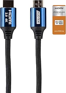Audtek Premium Certified Ultra HD HDMI 2.0 Cable 4K@60 Hz HDR YCbCr 4:4:4 18 Gbps 15 ft.