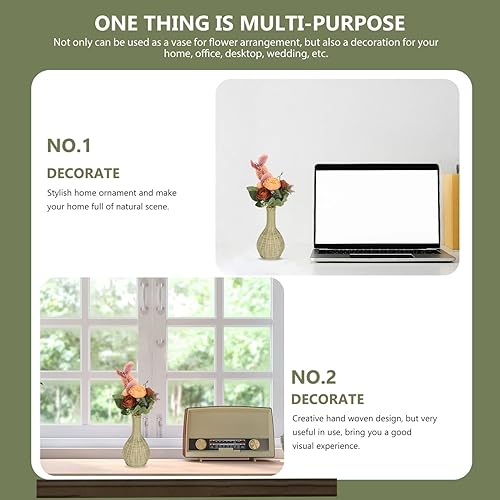 Miniatura 5 de Jarrones de pared para flores, hecho a mano, tejido a mano, florero de ratán para plantas, cesta de flores de bambú, organizador de almacenamiento