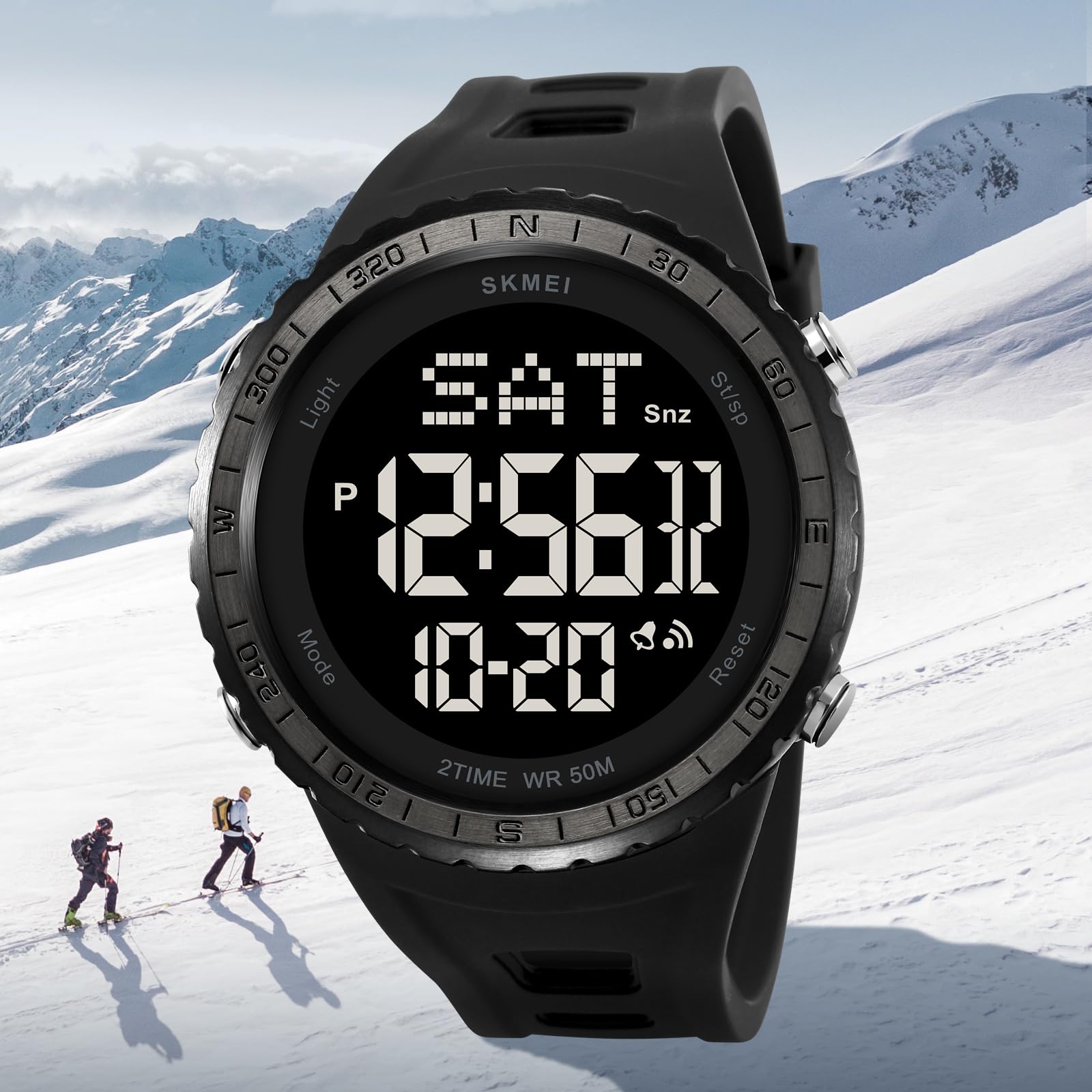 Gosasa Orologio digitale da uomo, con numeri grandi, per sport, attività all'aperto, impermeabile, a LED, multifunzione
