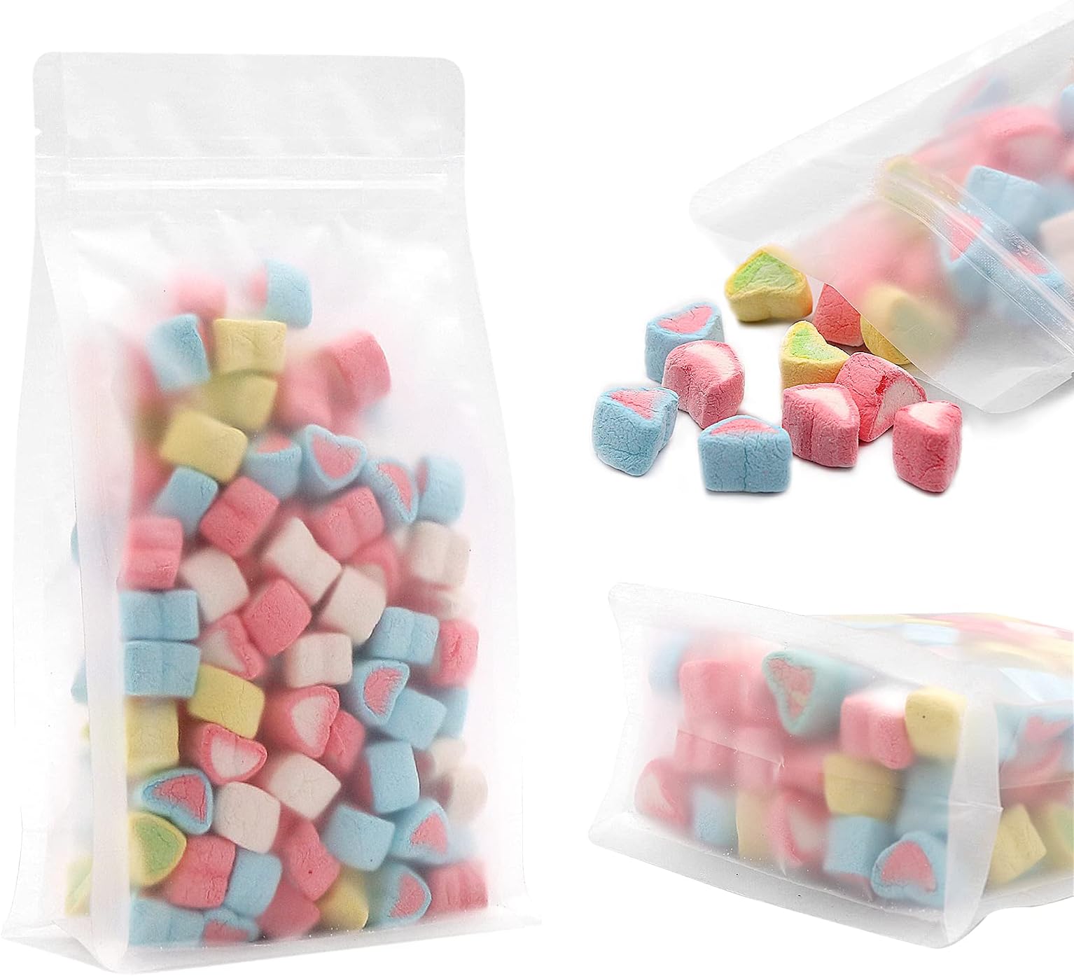 SumDirect 50 Pcs 9.4x5.5 Inches Stand Up Pouch Bags,Resealable Matte Frosted Stand Up Ziplock Pouch with Tear Notch