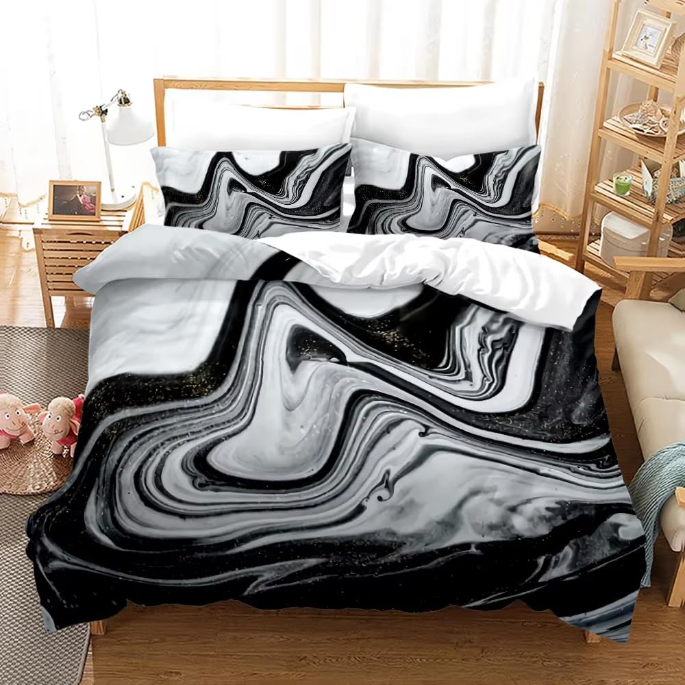 Linge de lit marbre Queen Size housse de couette 180x210 hypoallergénique