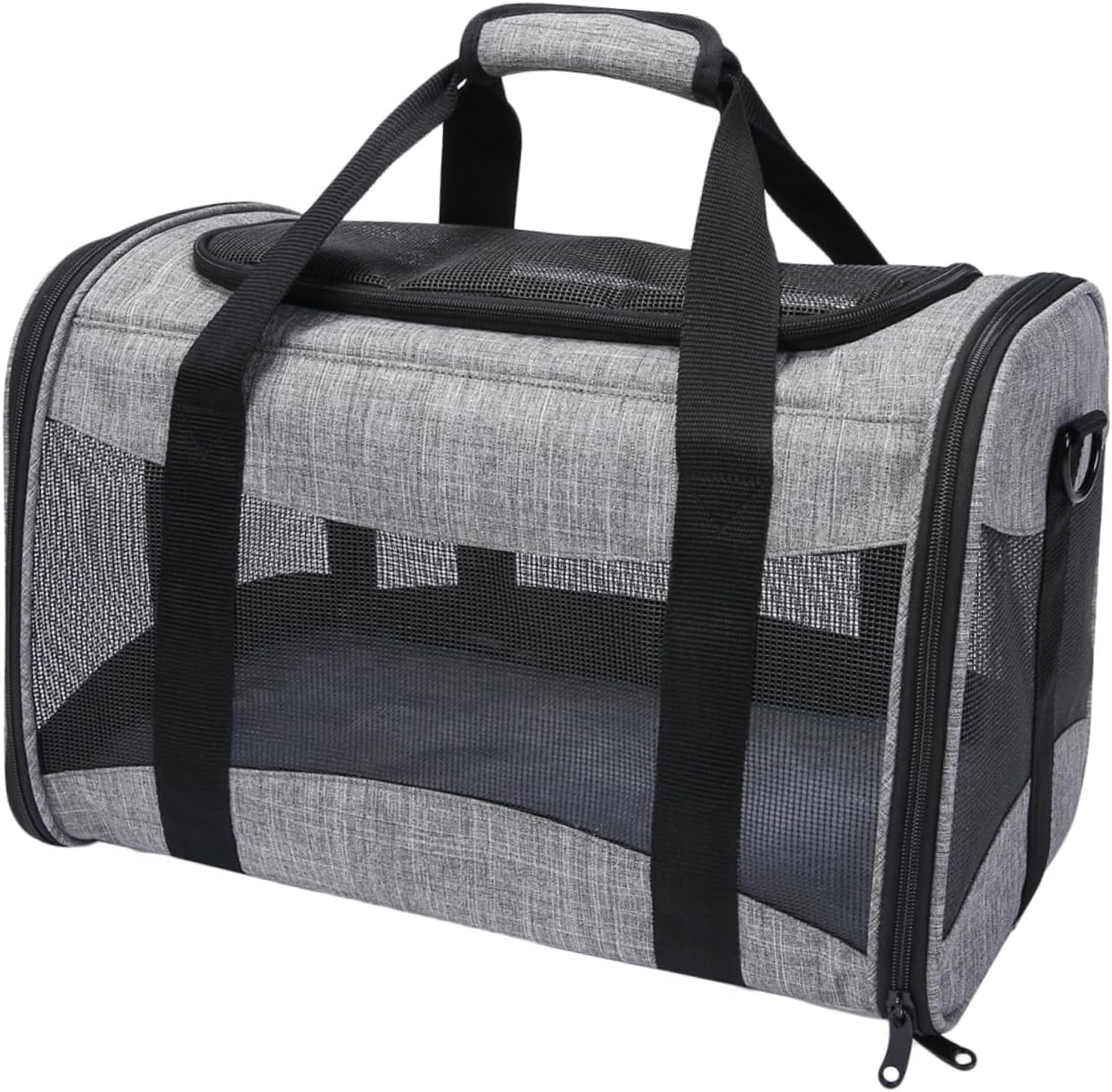 POPETPOP Portable Pet Carrier Bag Foldable Cat Dog Storage Pouch Breathable Outdoor Travel Bag Grey