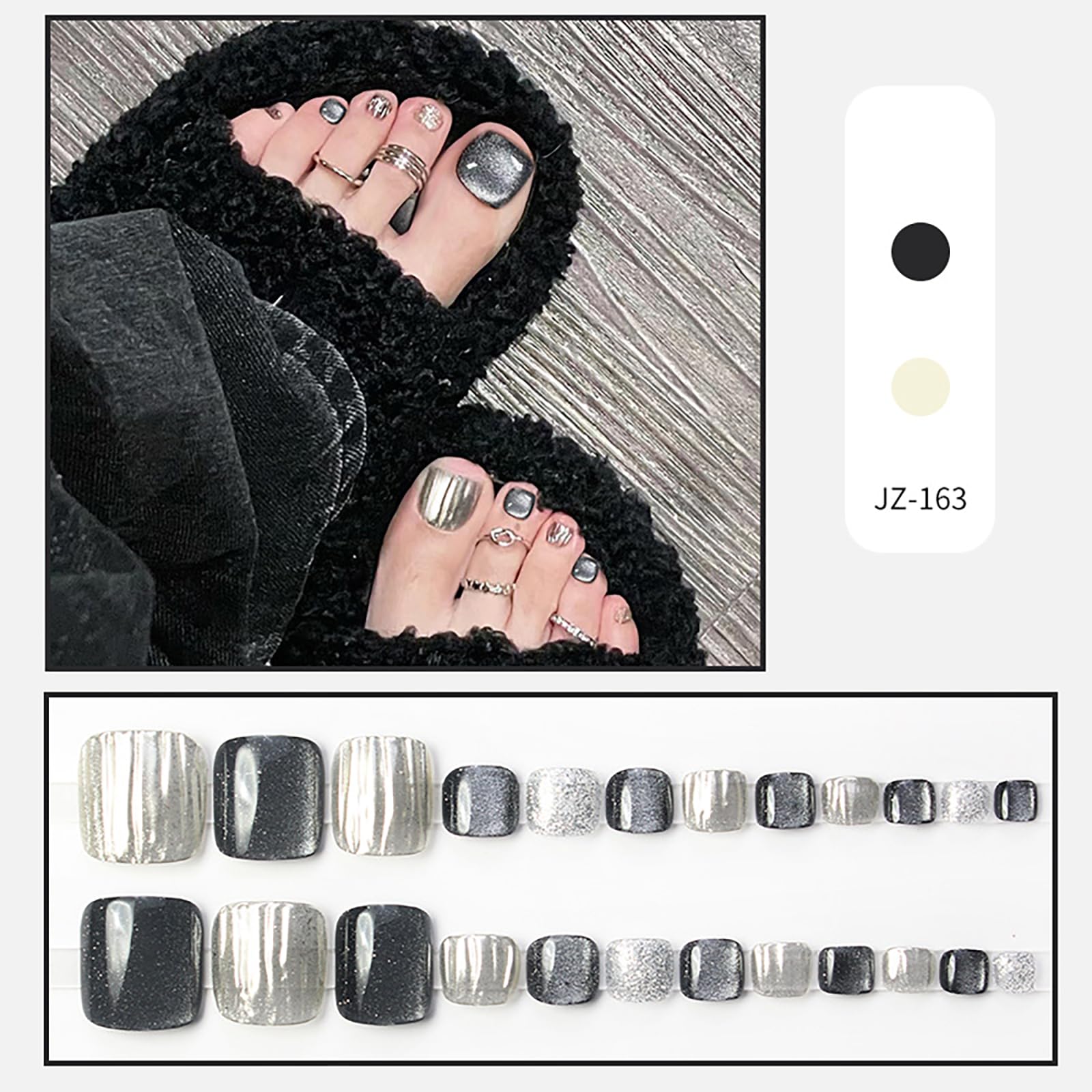 ネイルチップ・付け爪 sole Amazon | 足用ネイルチップ 24 枚 フット用つけ爪 キャッツアイ 単色