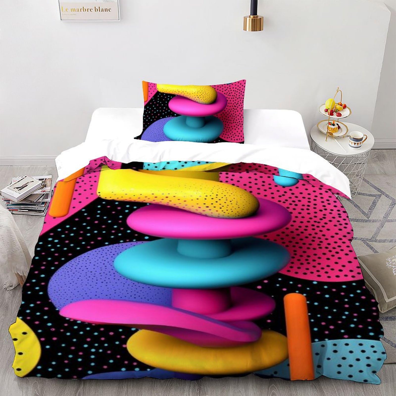 Housse de couette imprimé 3D ultra douce en microfibre durable pour lit enfant 135x200cm