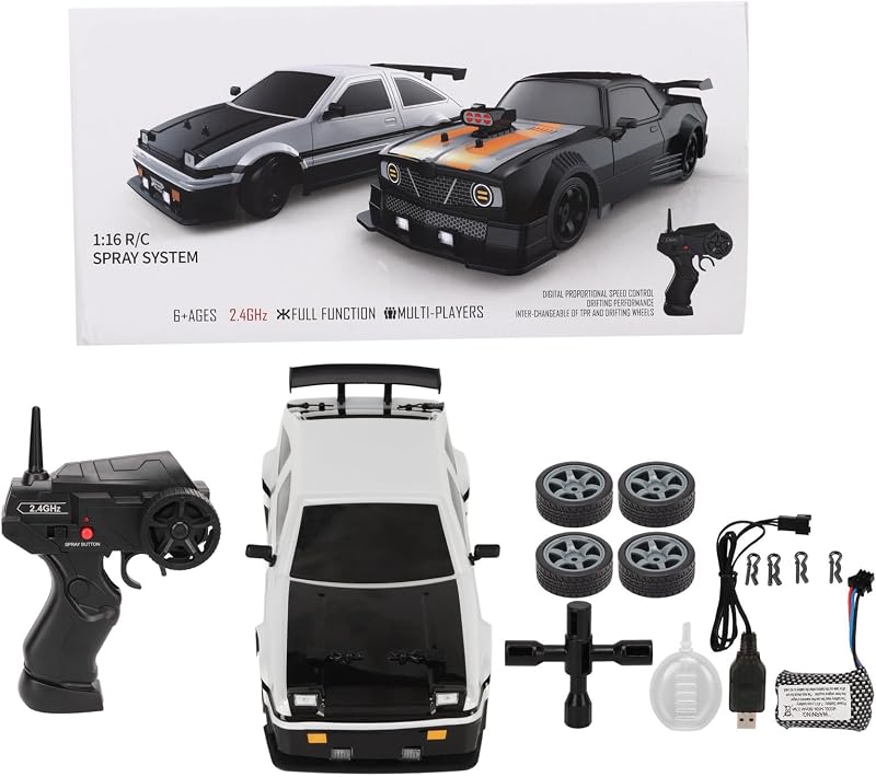 BuyWeek Drift RC Autó 1/16 Méretarány - 2.4 GHz Távirányítós Versenyautó 4 Kerék Meghajtással, LED Világítással, 2 Gumigarnitúrával Fiúknak