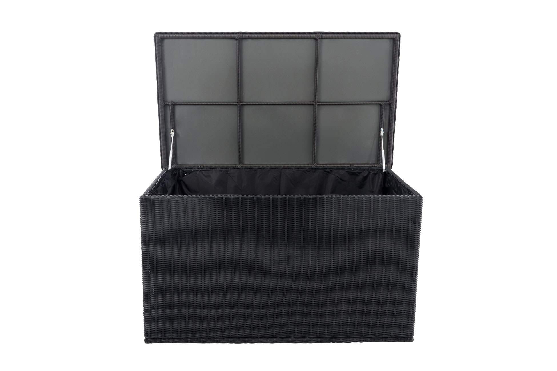 CLP Caja de Almacenamiento Comfy 5mm I Arcón de Almacenamiento en Poliratán I Baúl de Jardín Moderno I Arcón de Exterior, Color:Negro, Tamaño:125 litros