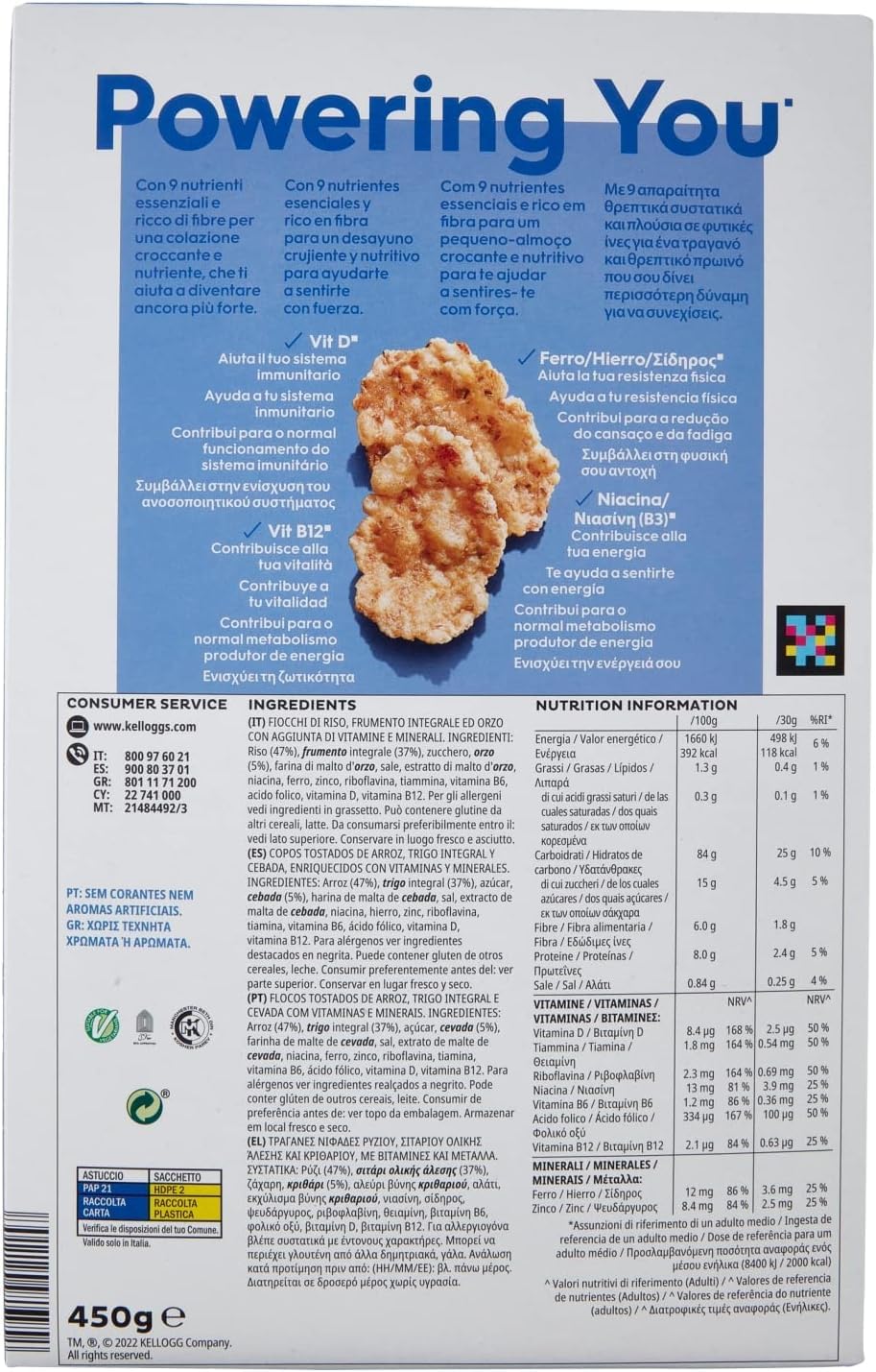 12x Kellogg’s Special K Classic knusprige Getreide-Flakes mit Vollkornweizen – ballaststoffreiche Frühstückscerealien – natürlicher Genuss ohne künstliche Farb- und Aromastoffe 450g