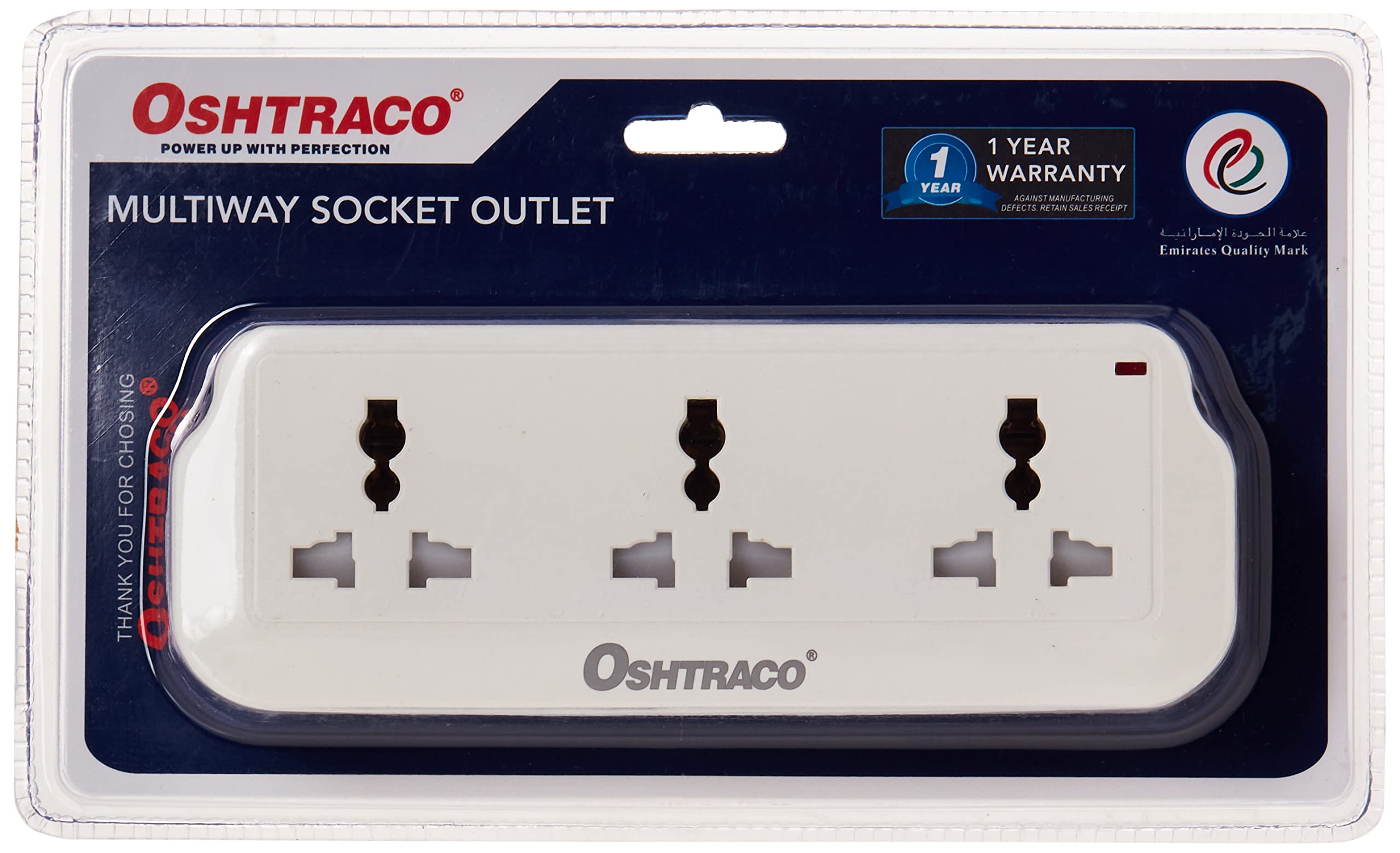 Oshtraco3 Way Universal Multi Socket, White