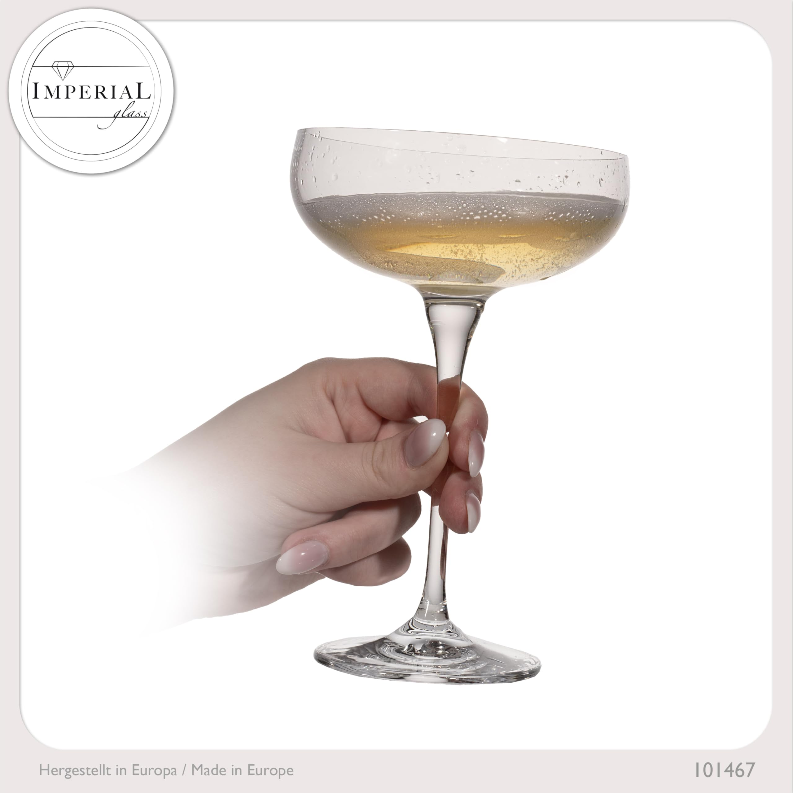 Imperial - Juego de copas de champán (220 ml, 6 unidades, cristal cristalino, apto para lavavajillas)