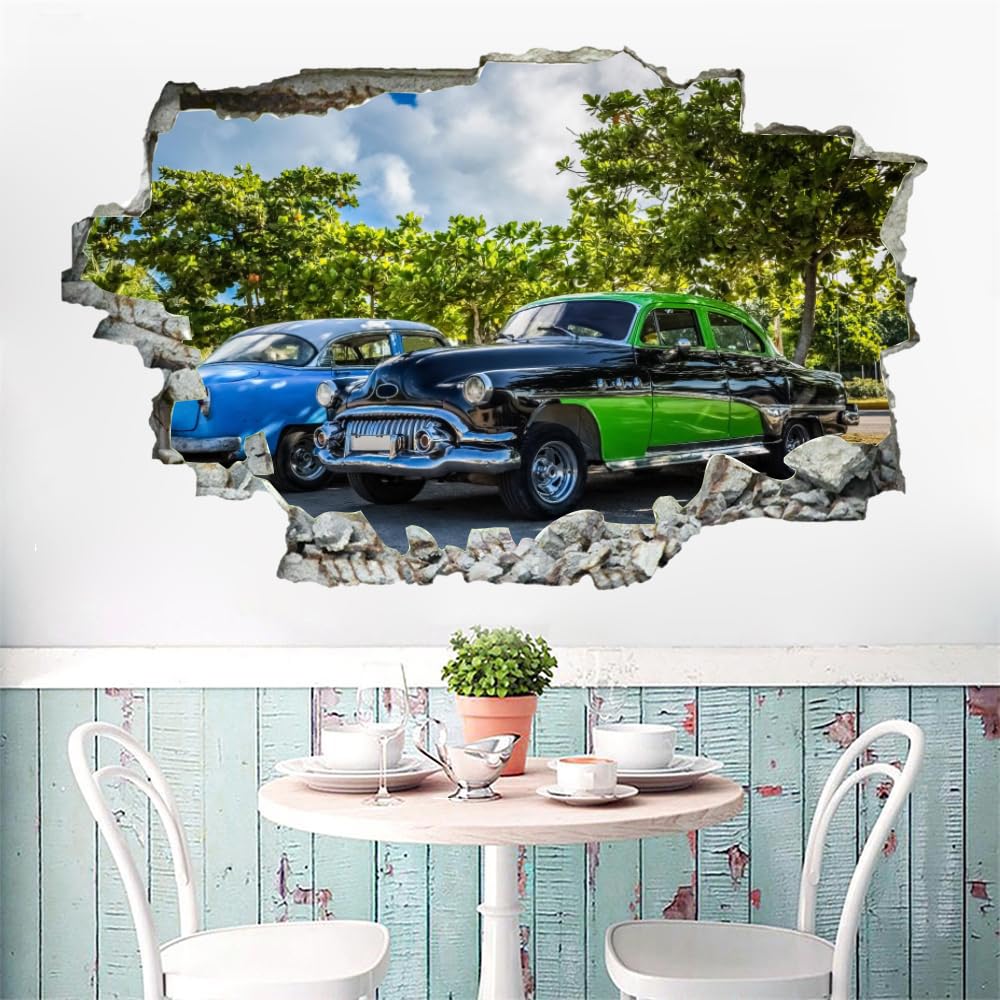 Sticker Mural 3D | Voiture Autocollant De Décoration En Vinyle D'Art | Arbre Décoller Et Coller | Décor De Chambre D'Enfant De Chambre De Filles De Garçons De Bordure Fissurée