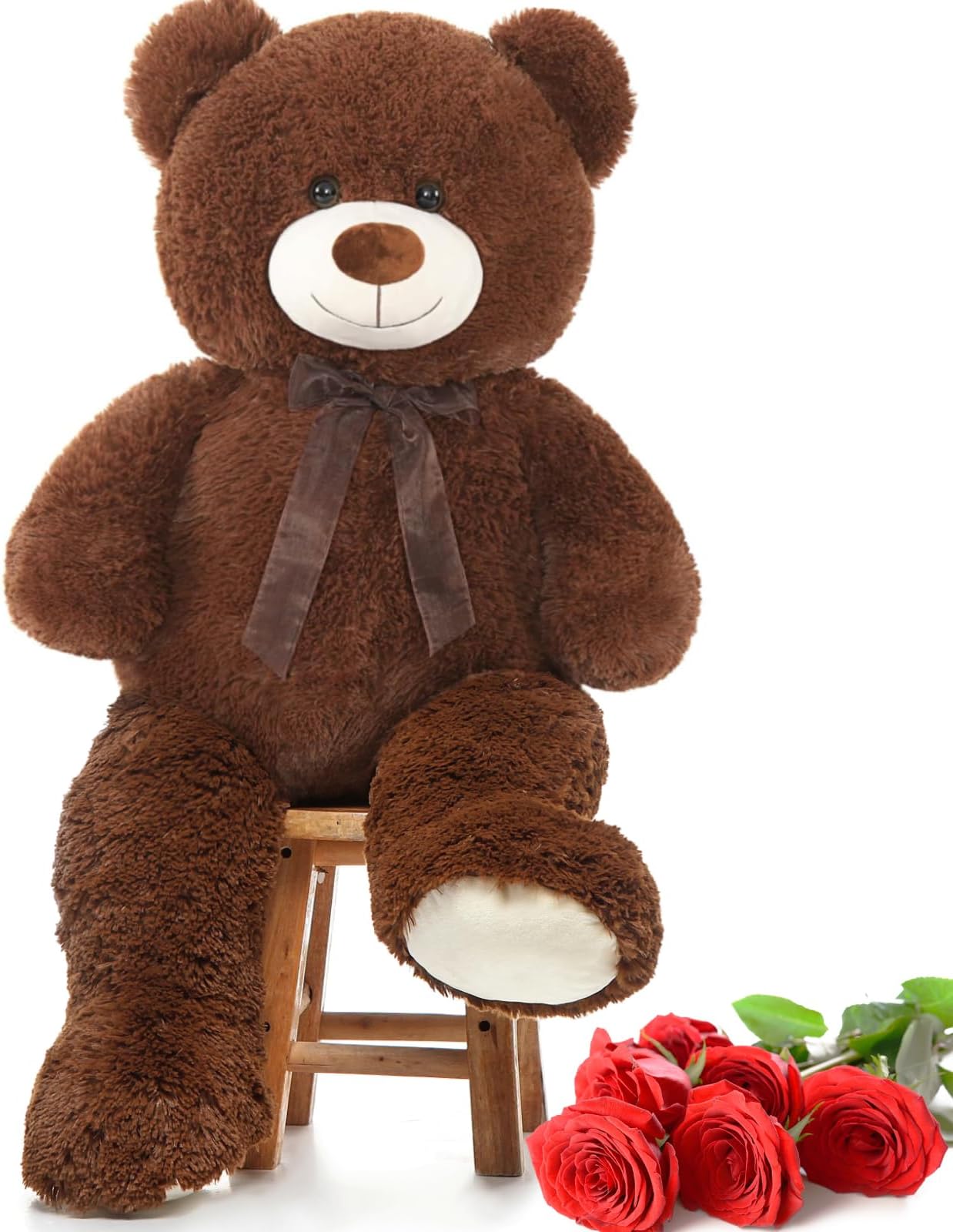 MorisMos Giant Teddy Bear Stuffed Animal 3 ft-36'' Large Teddy Bear, Brown Big Stuffed Animal for Girlfriend Valentines, Large Hugging Plush for Birthday Christmas Baby Shower Decor,Dark Brown
