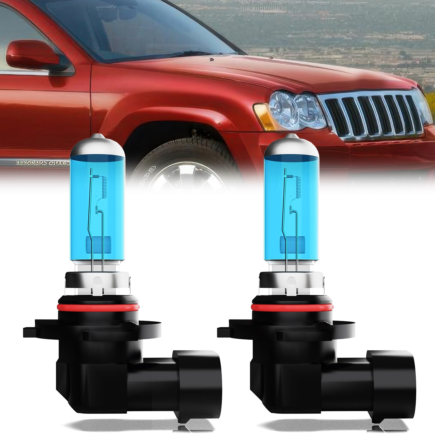 LECCIBUB Fog Light Bulbs Compatible with Jeep Grand Cherokee 1999-2010, 9145 Fog Lights Halogen Light Bulb, Super Bright 6000K White, Plug and Play,