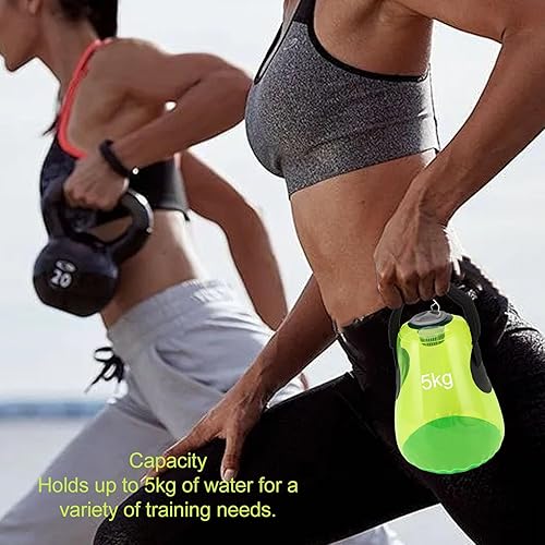 Miniatura 4 de Pesa rusa de agua, PVC verde de 11.0 lbs llena de agua bolsa de ejercicio bolsa de rodamiento de peso para gimnasio en casa fitness