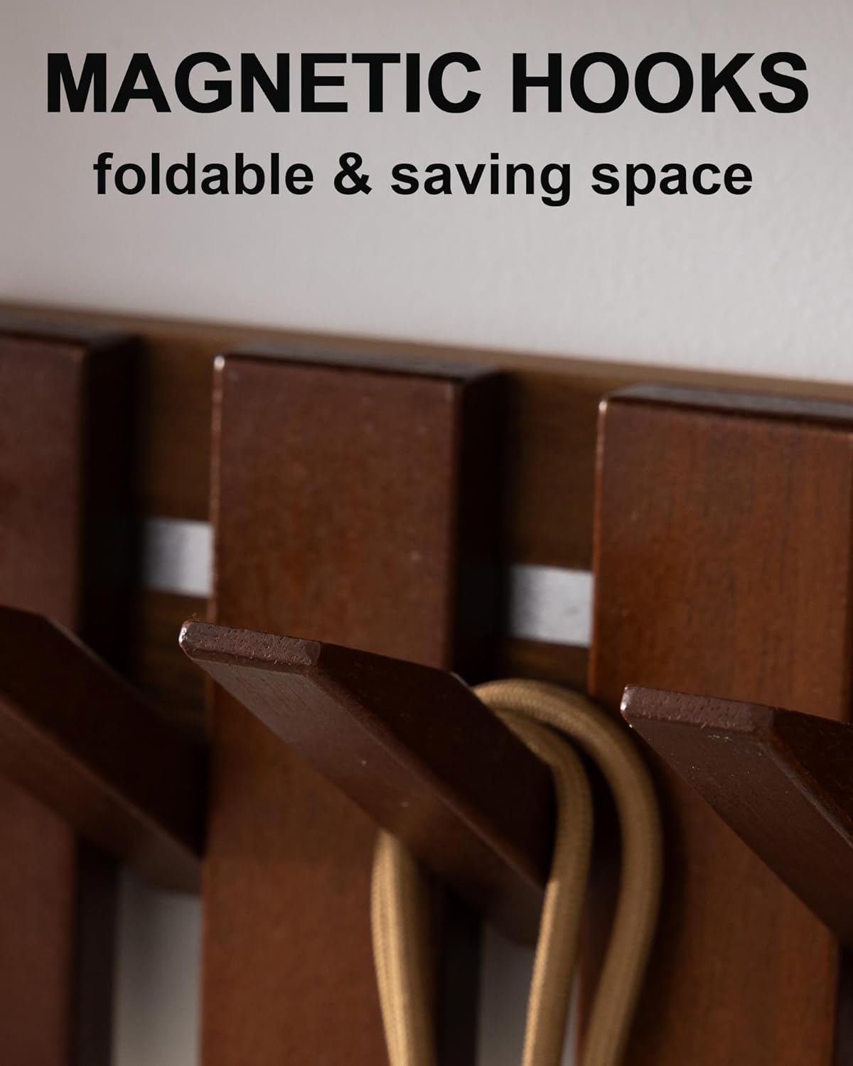 Wooden Coat Rack Wall Mount with Shelf, Heavy Duty Entryway Organizer with 6 Hooks,Coat Hooks Hanger for Coats, Hats, Bags & Towels, Walnut Wall Hanger for Hallway, Bedroom, Kitchen (6 Hooks)