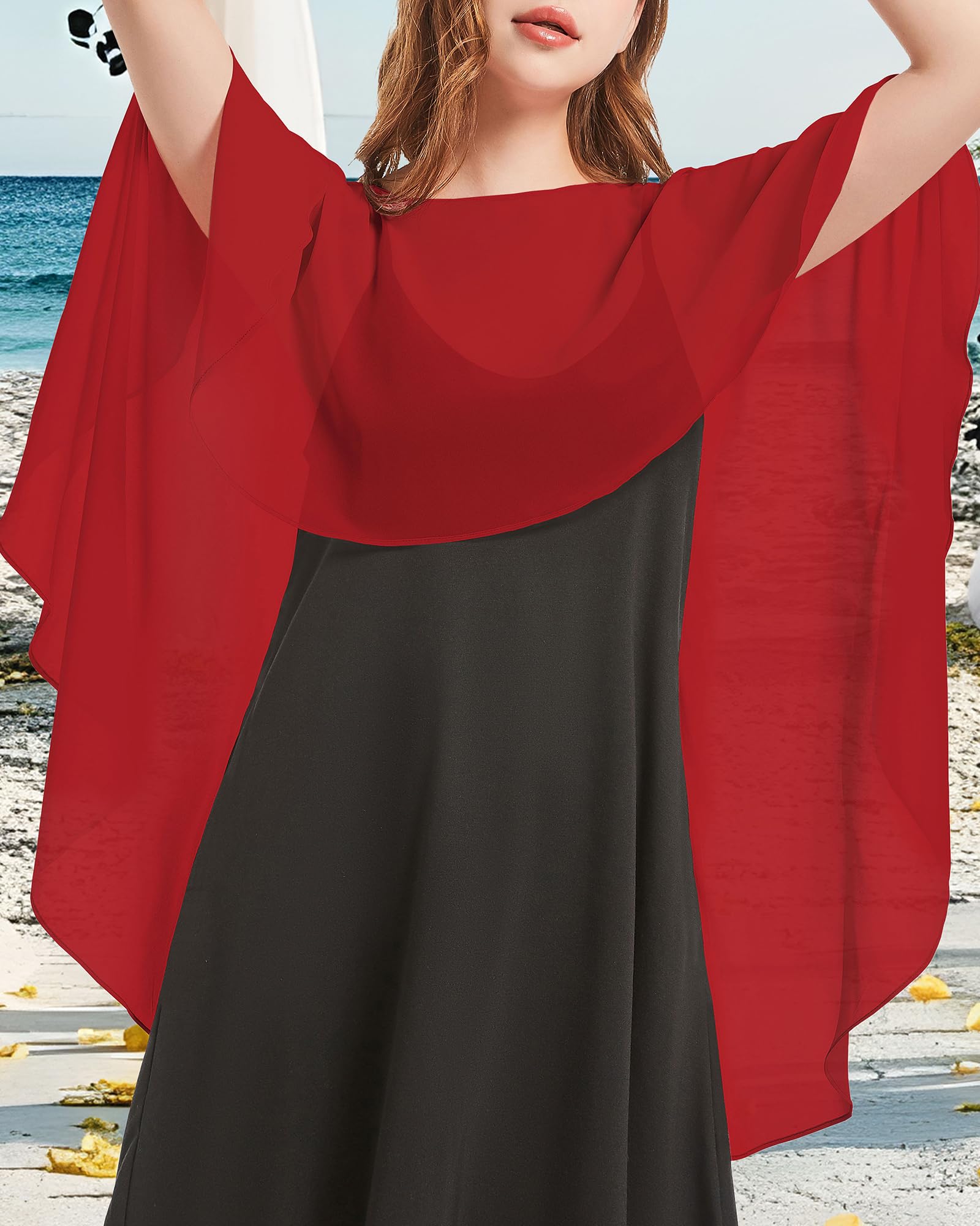 Damas Gasa Cape Bufandas para Vestidos de Novia Elegantes Capelets de Banquete