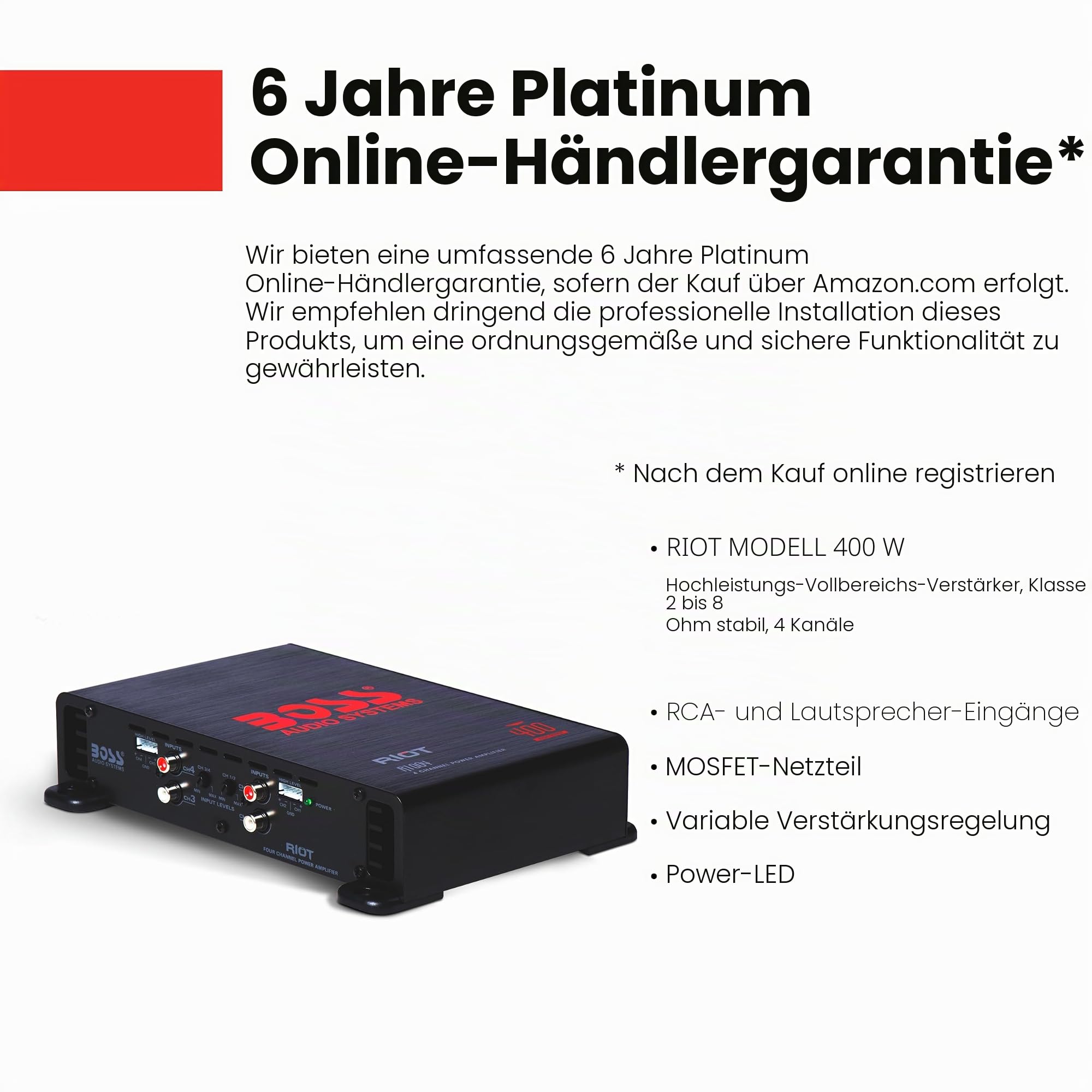Boss Audio R1004 400W Riot 4-Kanal Hochleistungsverstärker