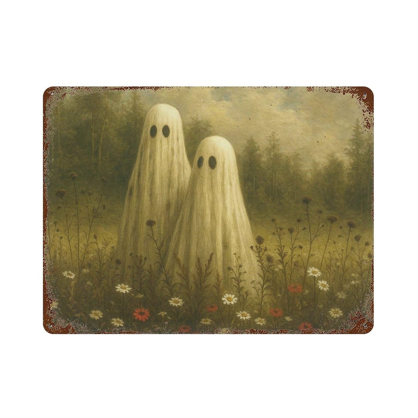 xiaoxiaoshen Vintage Ghost Wildflower Meadow Spooky Fall Wall Art Wall Decor Art Metal Tin Poster Modern Home Decor Art Home Bar Shop Decorations Vintage Sign 30x40cm